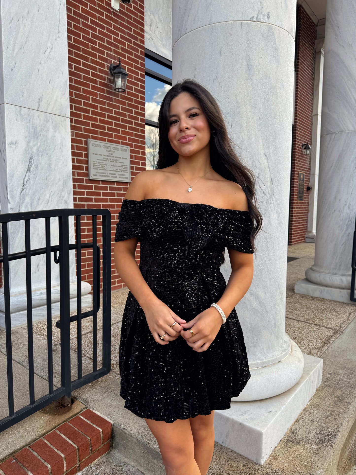 Black Velvet Sequin Bow Bubble Dress