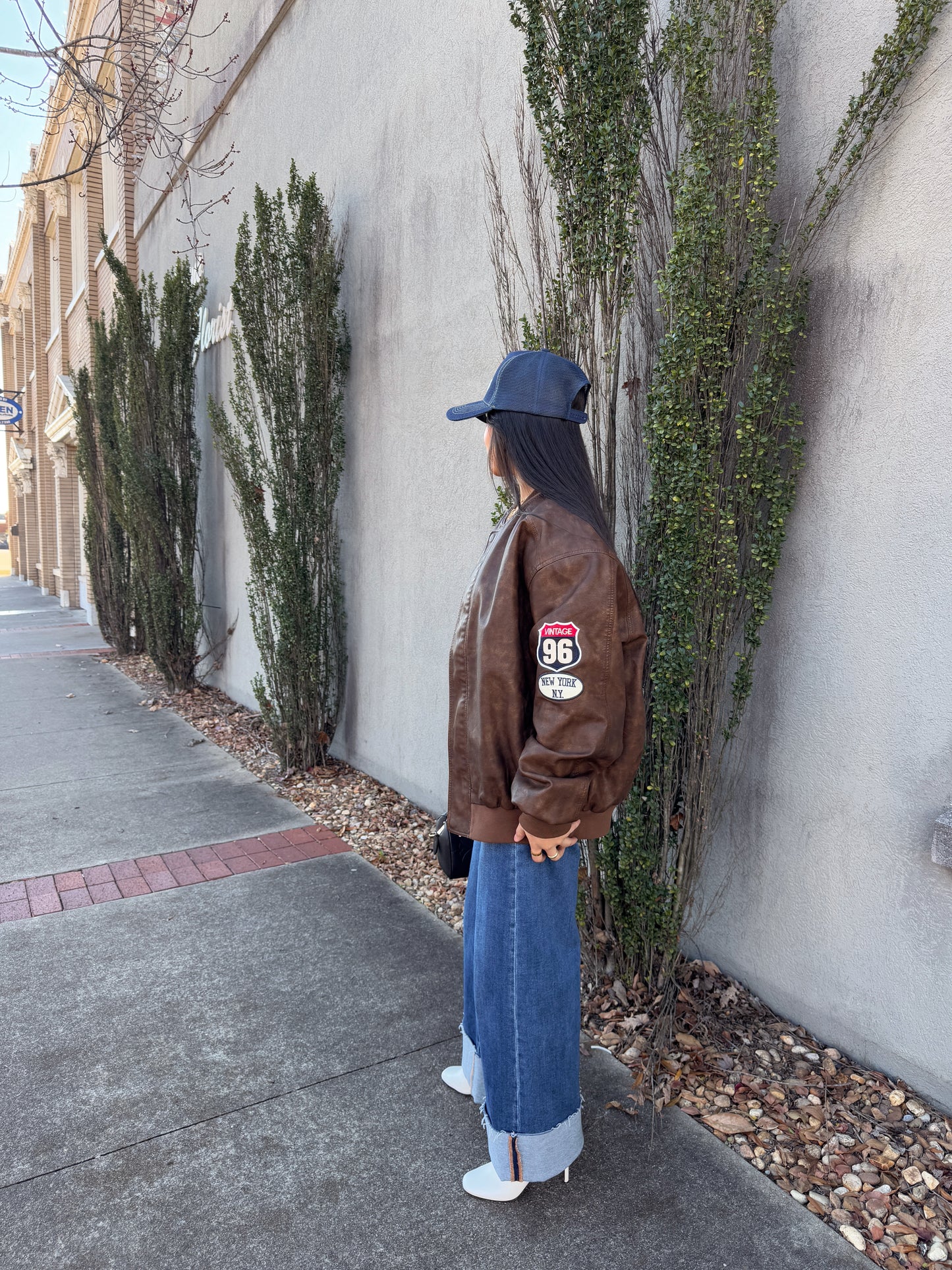 Vintage Patch Brown Oversized Jacket