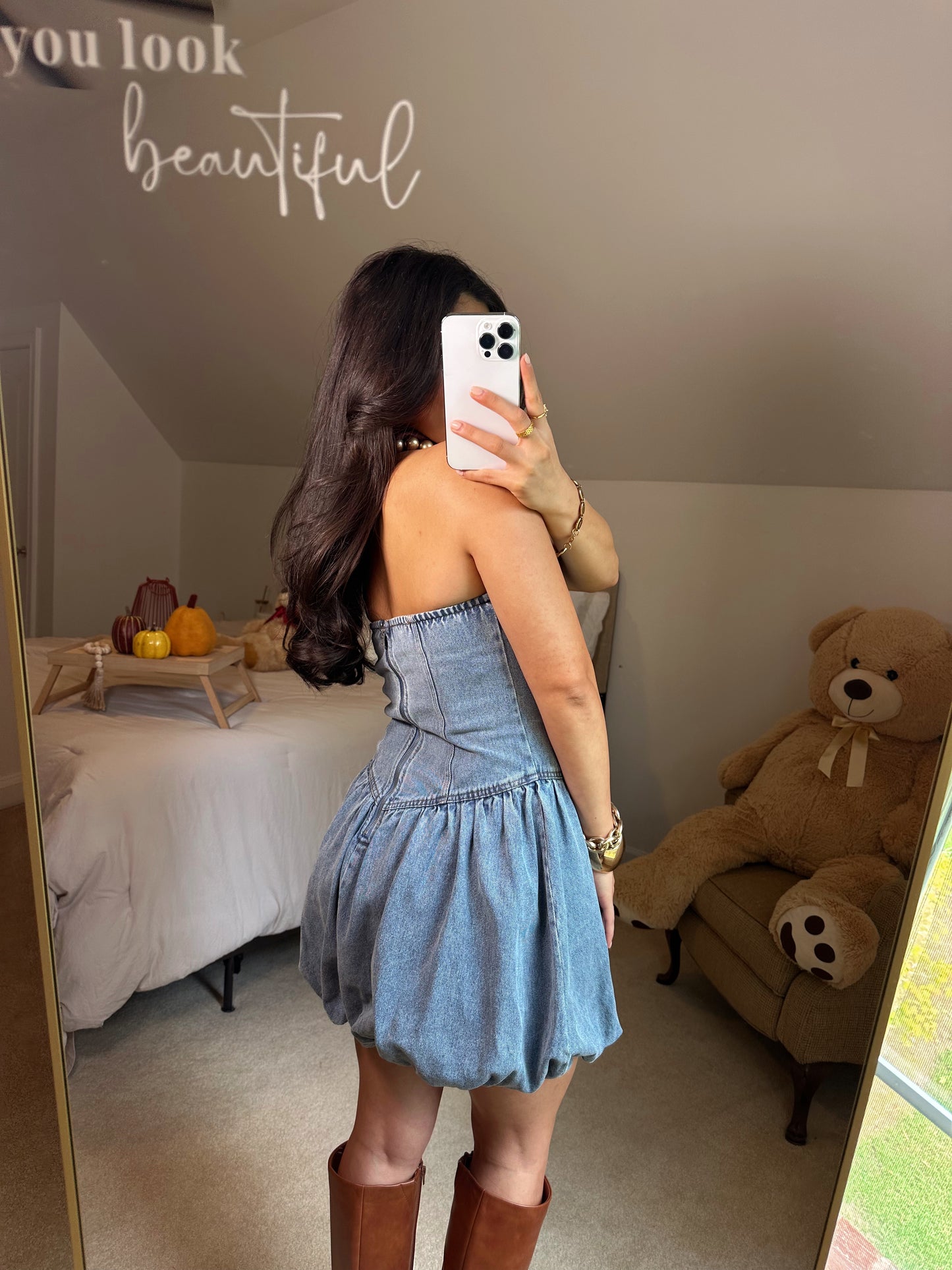 Denim Mini Bubble Dress