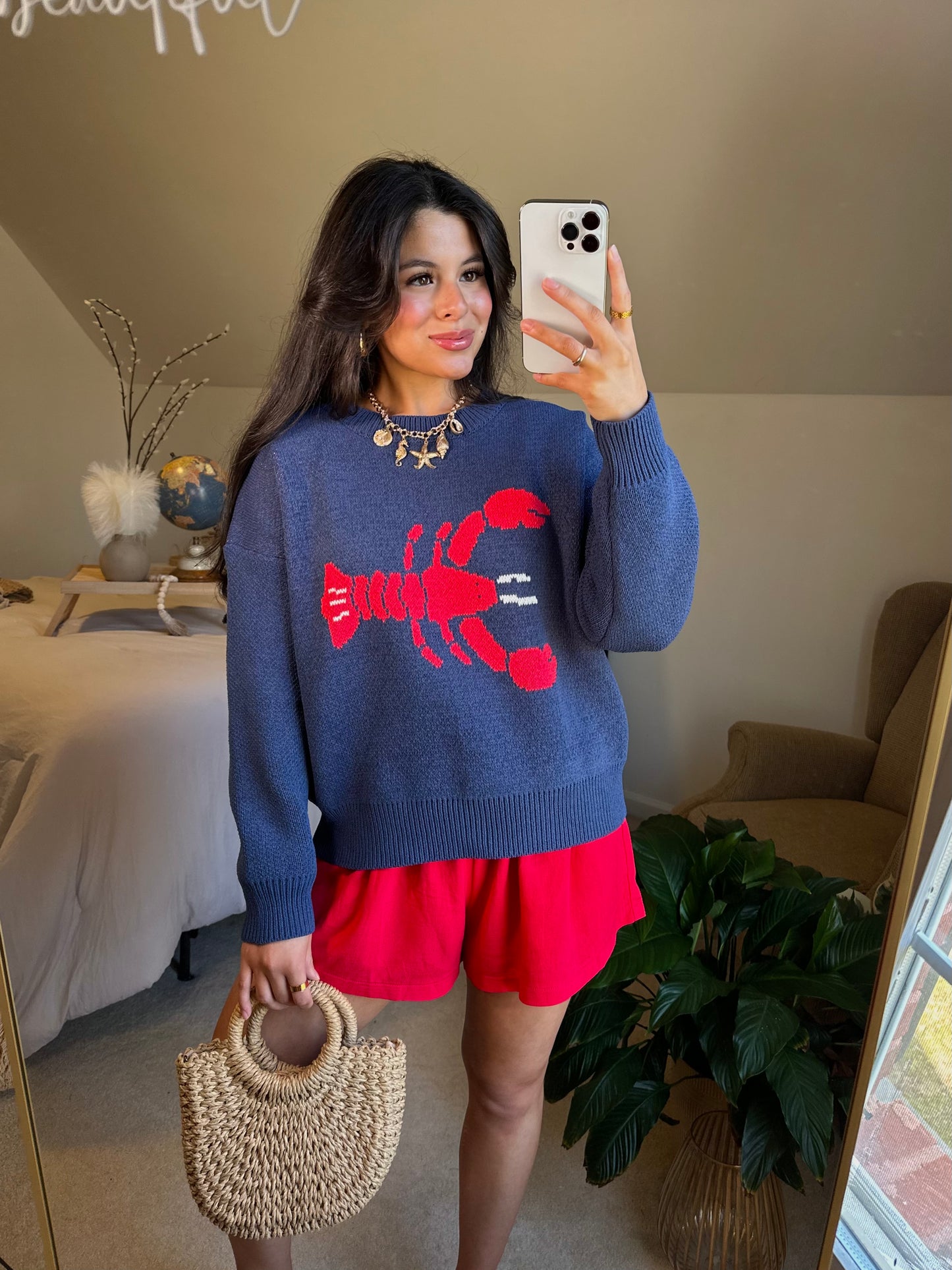 Navy Lobster Soft Knit Sweater