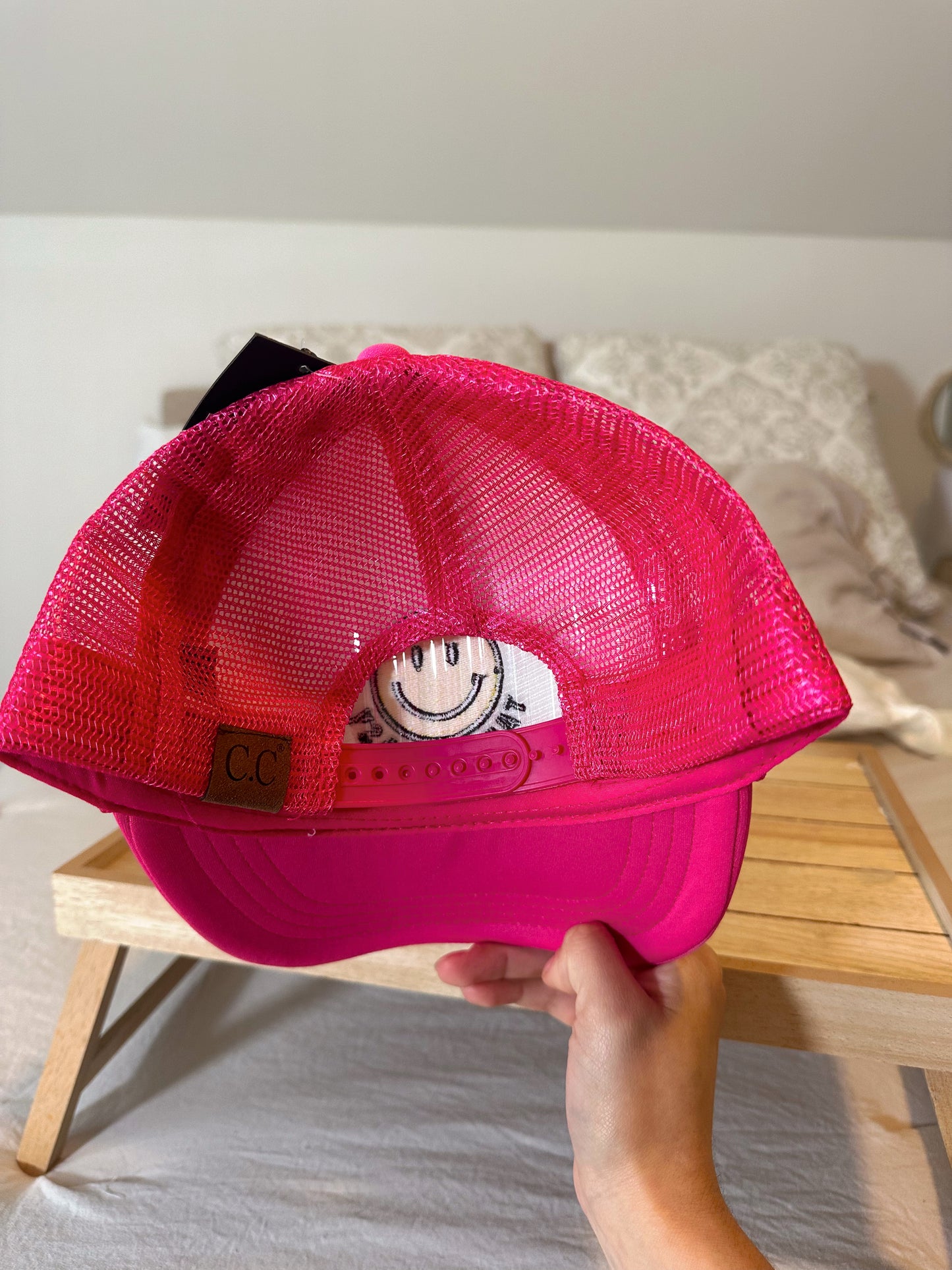 Pink Smiley Trucker Hat