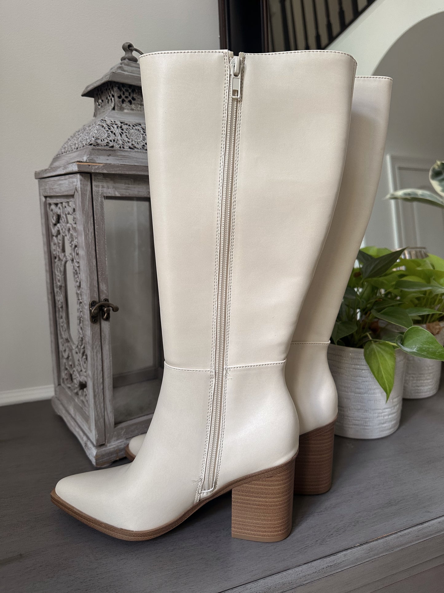Off-White Pointed Toe Knee-High Boot