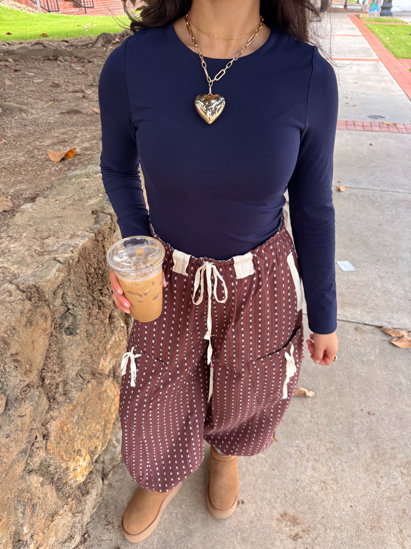 Navy Double Layered Long Sleeve Top