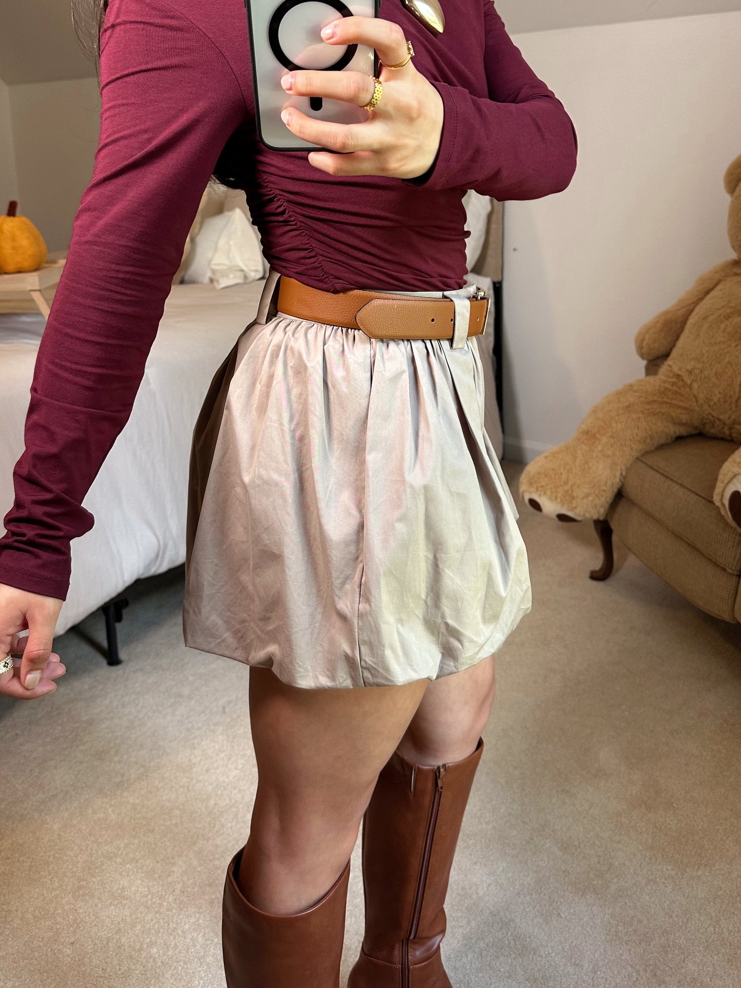 Mocha Bubble Hem Shorts