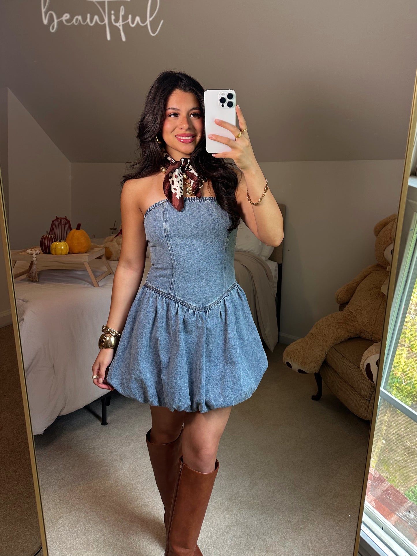 Denim Mini Bubble Dress
