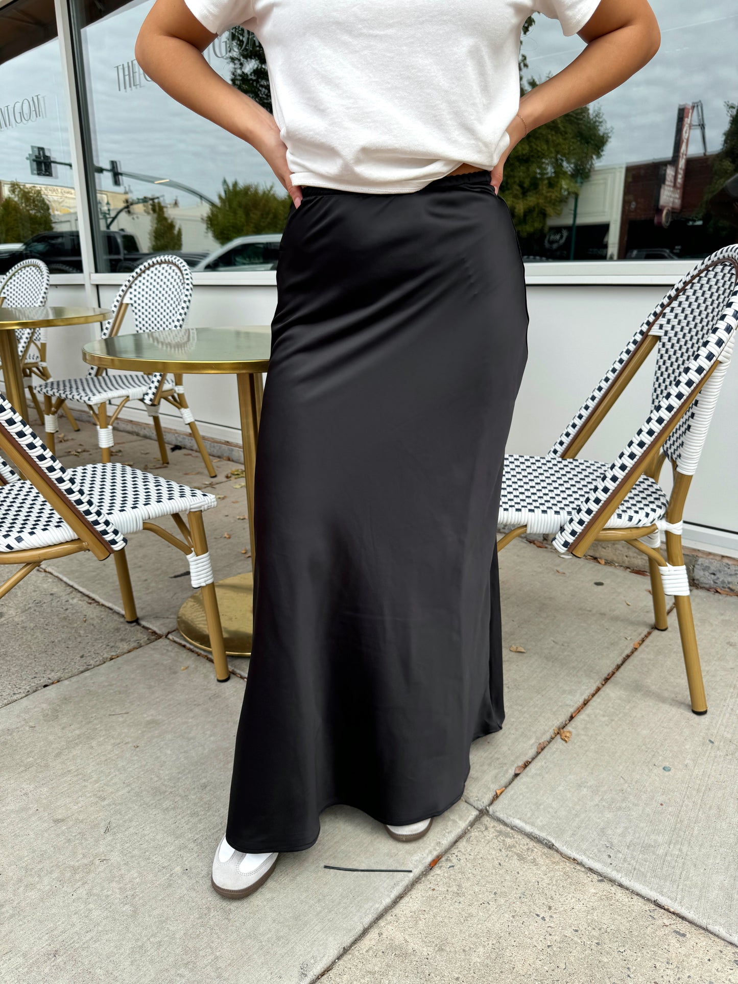 Black Satin Slip Skirt