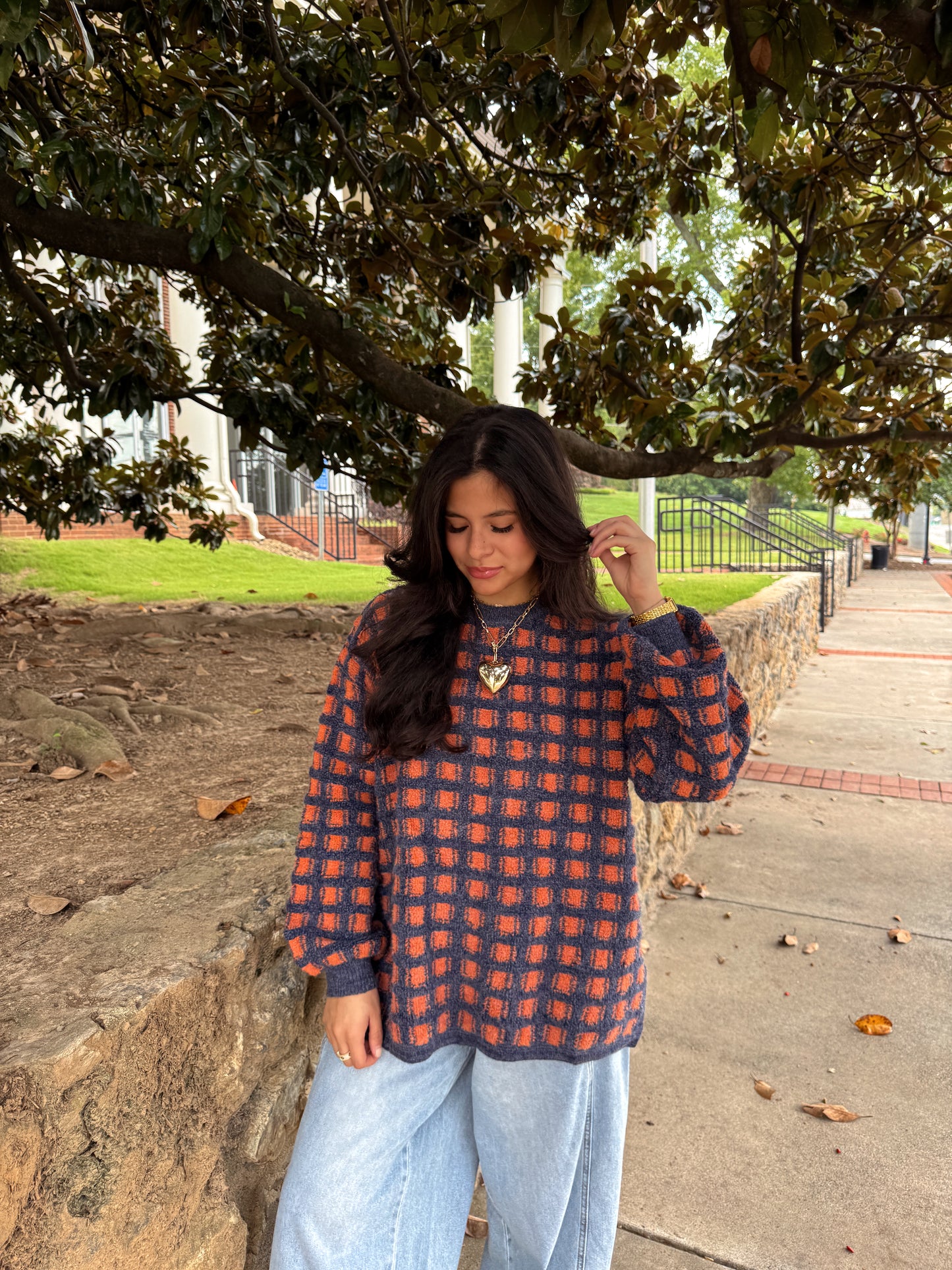 Bonfire Nights Orange & Navy Sweater
