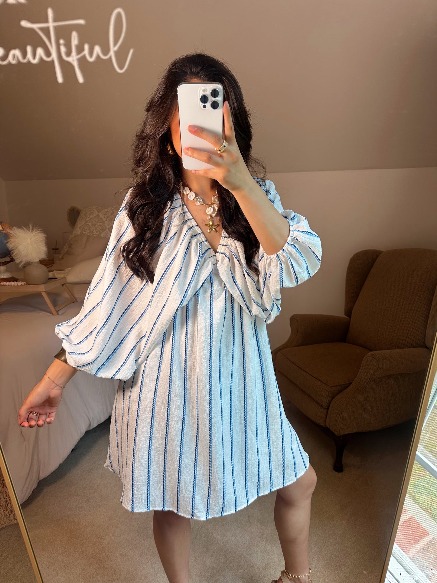 Coastal Stripe V-Neck Dress