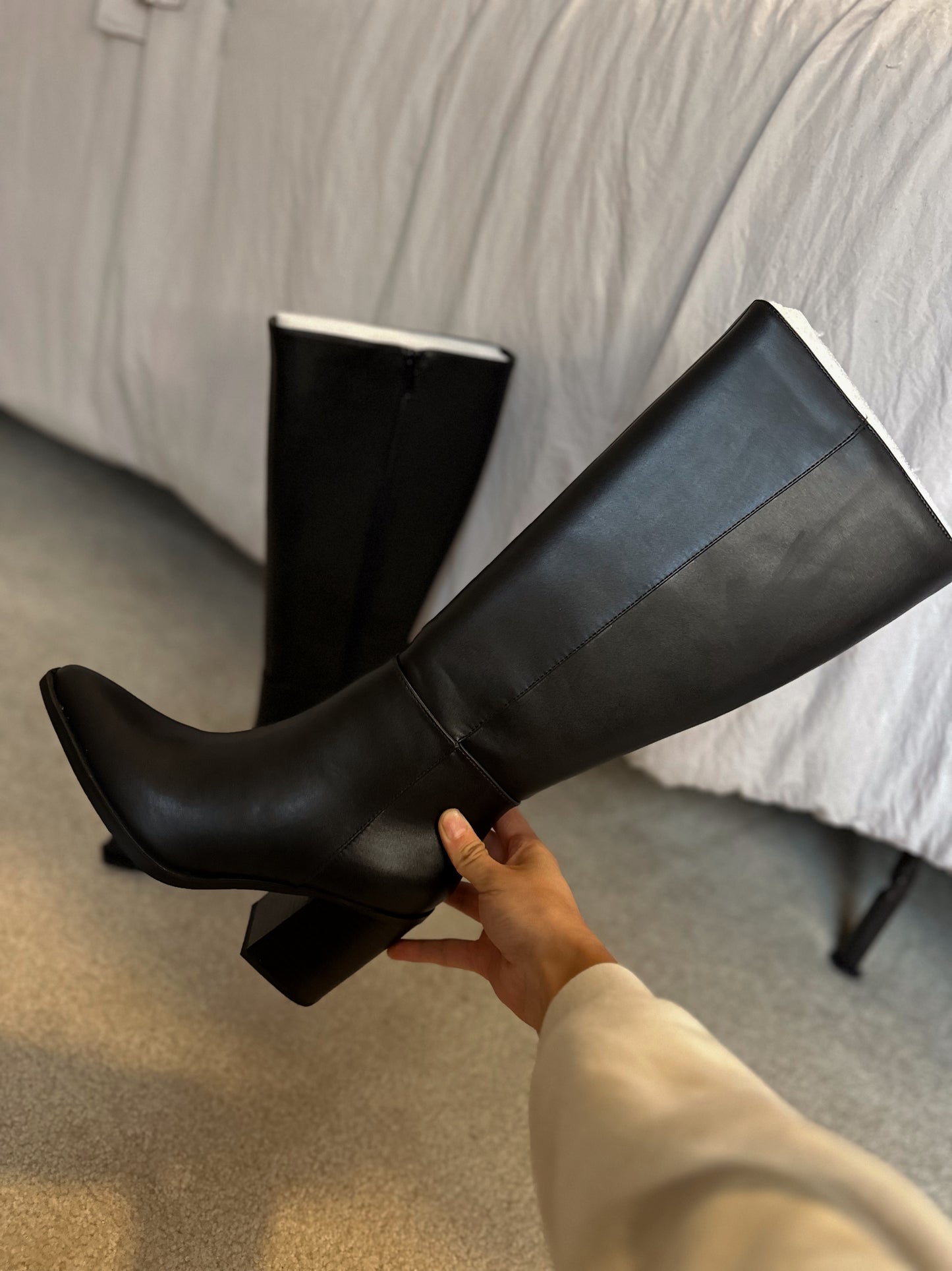 Black Pointed Toe Knee-High Boot