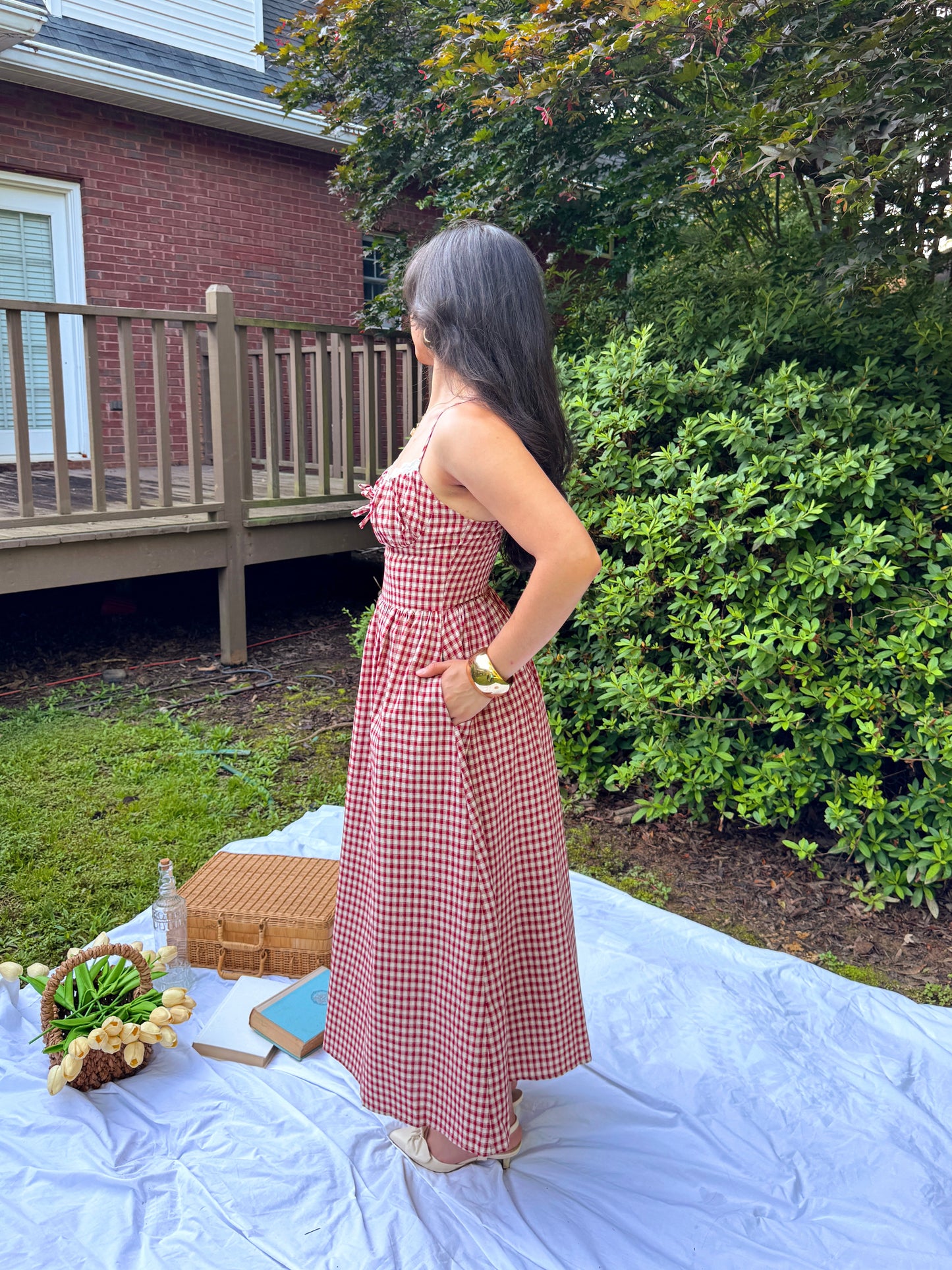 Red Gingham Cottage Dress