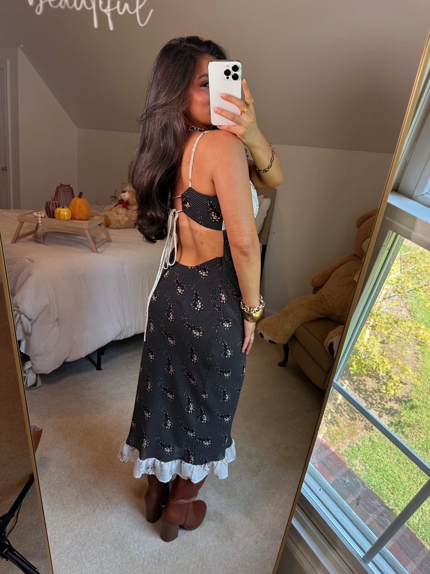Black & White Paisley Mix Midi Dress