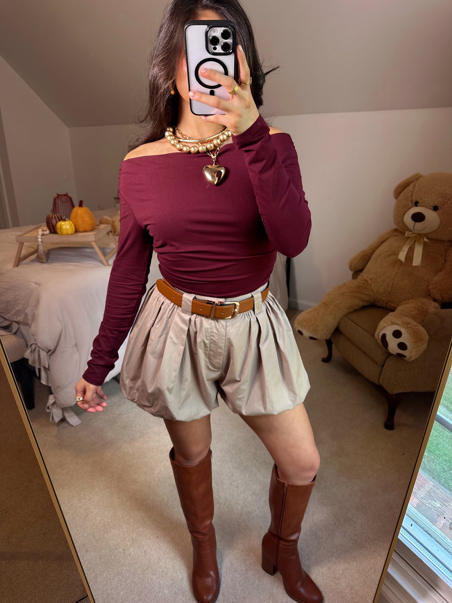 Mocha Bubble Hem Shorts