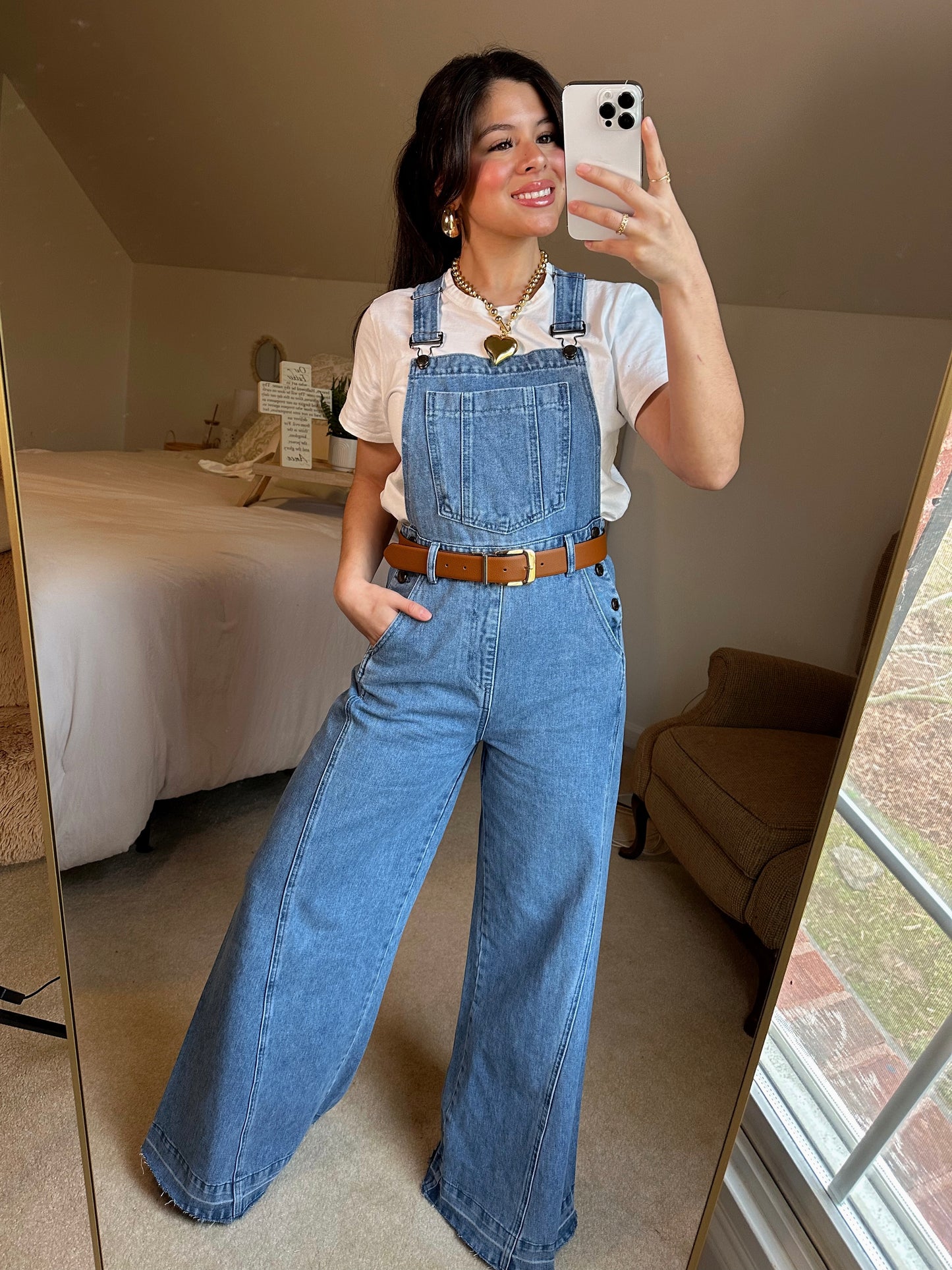 Denim Wide-Leg Overalls