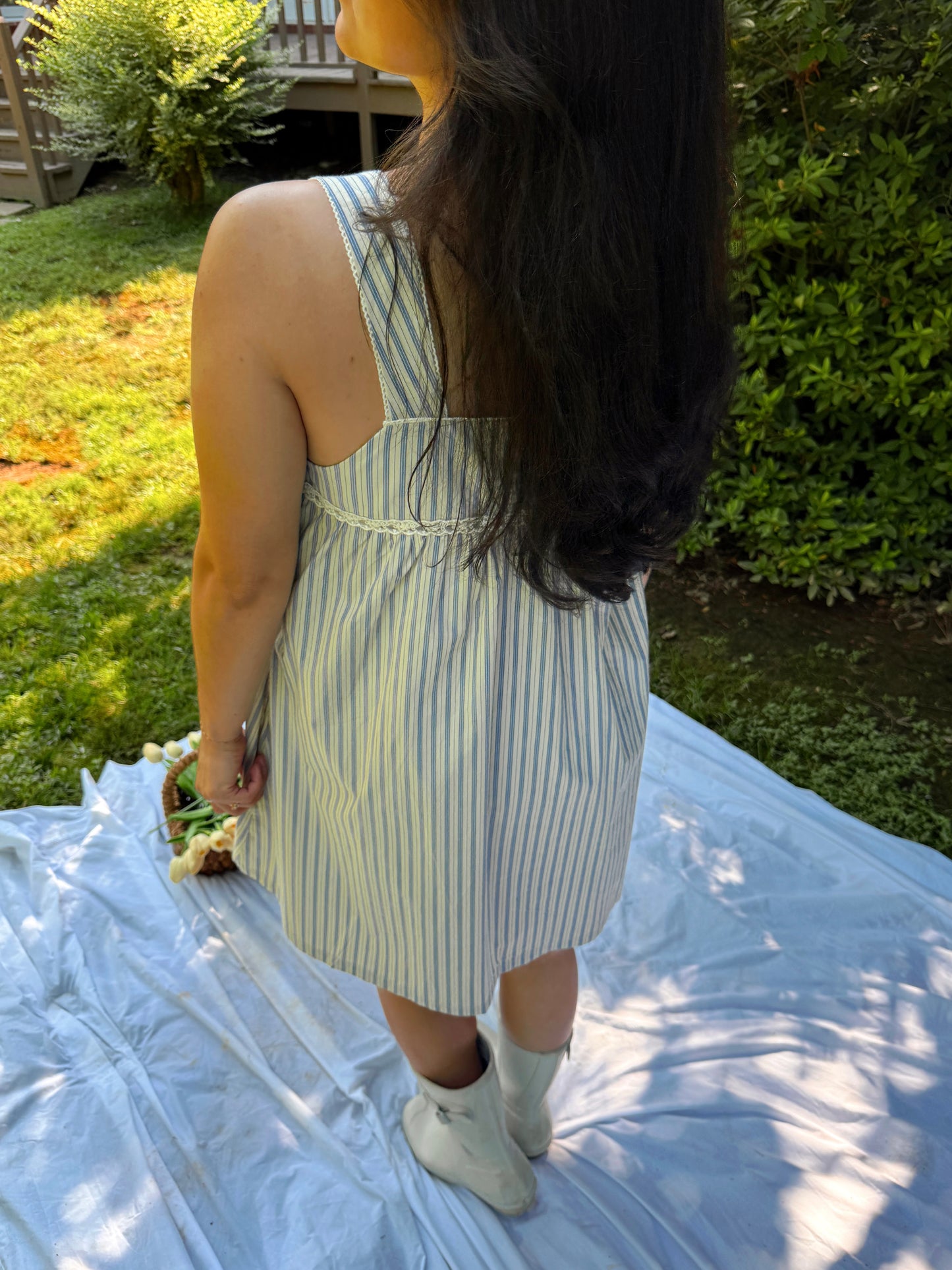 Blue Stripe Babydoll Dress