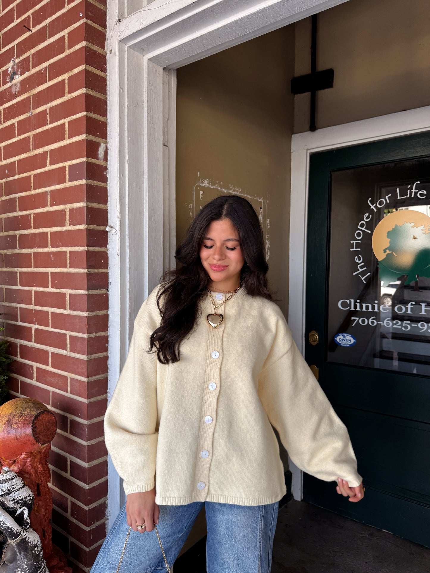 Butter Yellow Oversized Button Up Cardigan