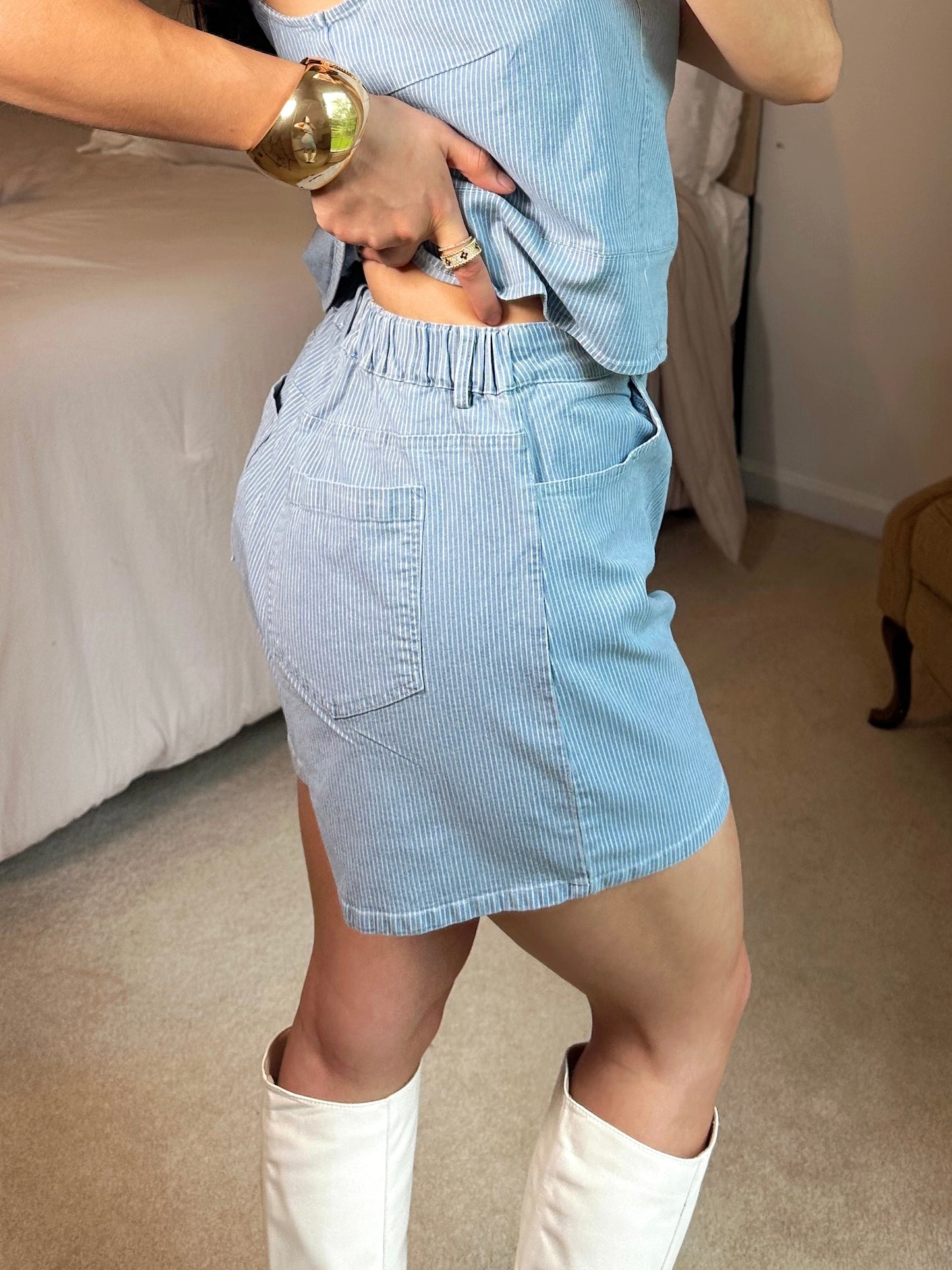 Denim Pinstripe Set