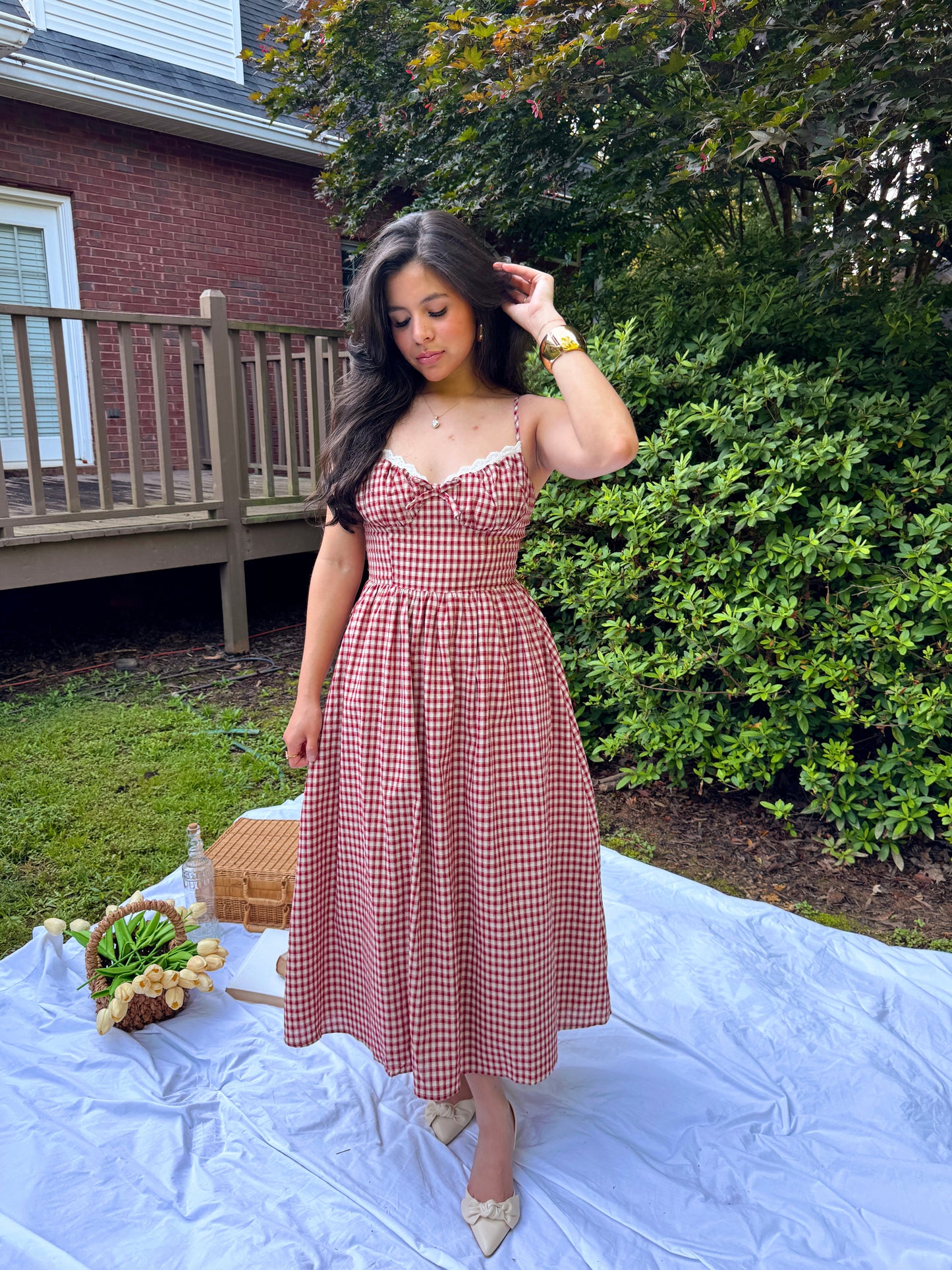 Red Gingham Cottage Dress