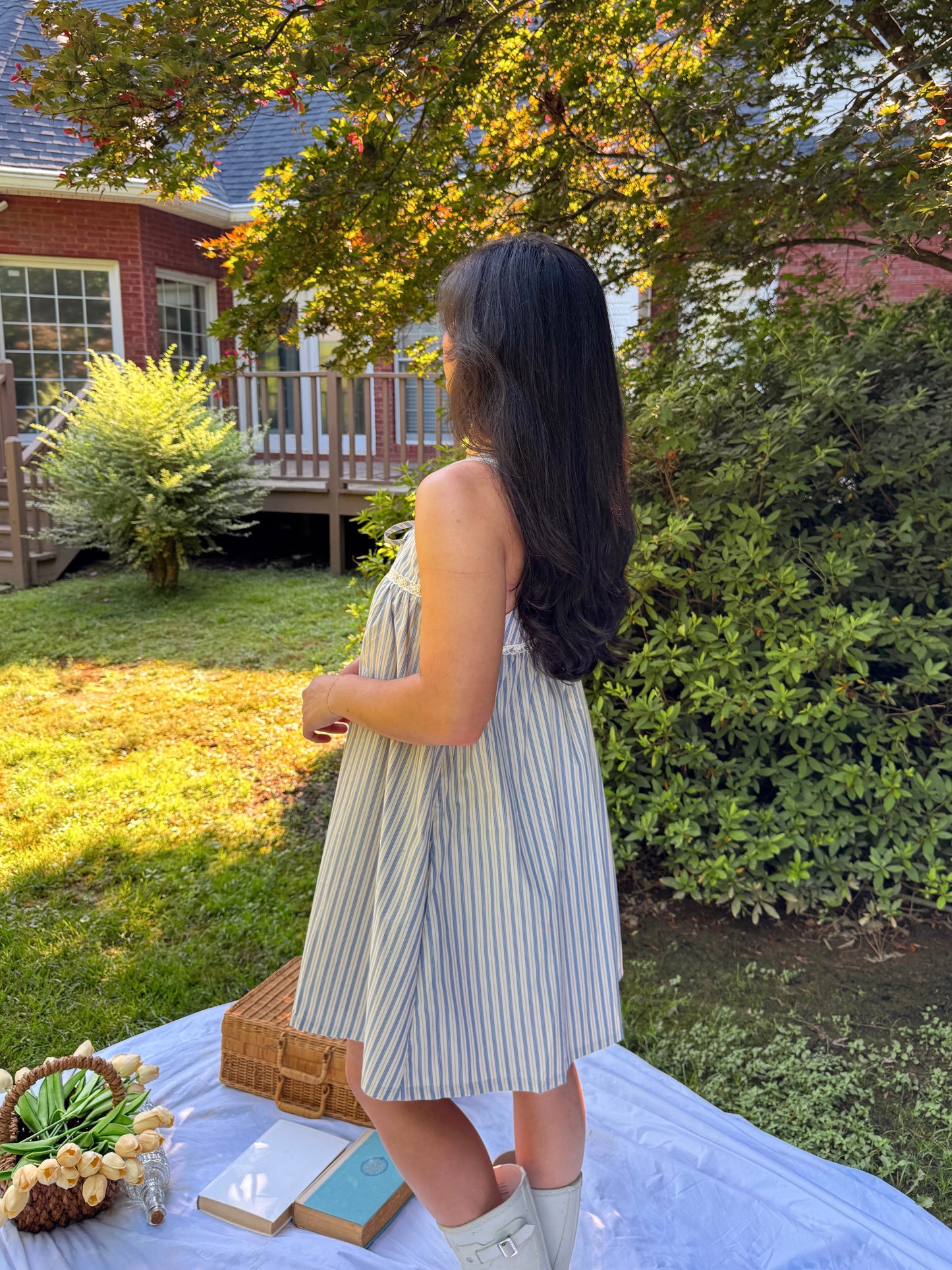 Blue Stripe Babydoll Dress