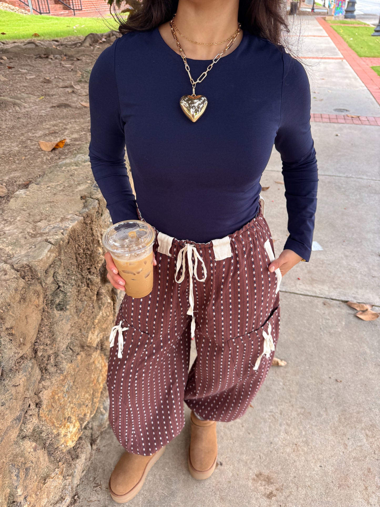 Navy Double Layered Long Sleeve Top