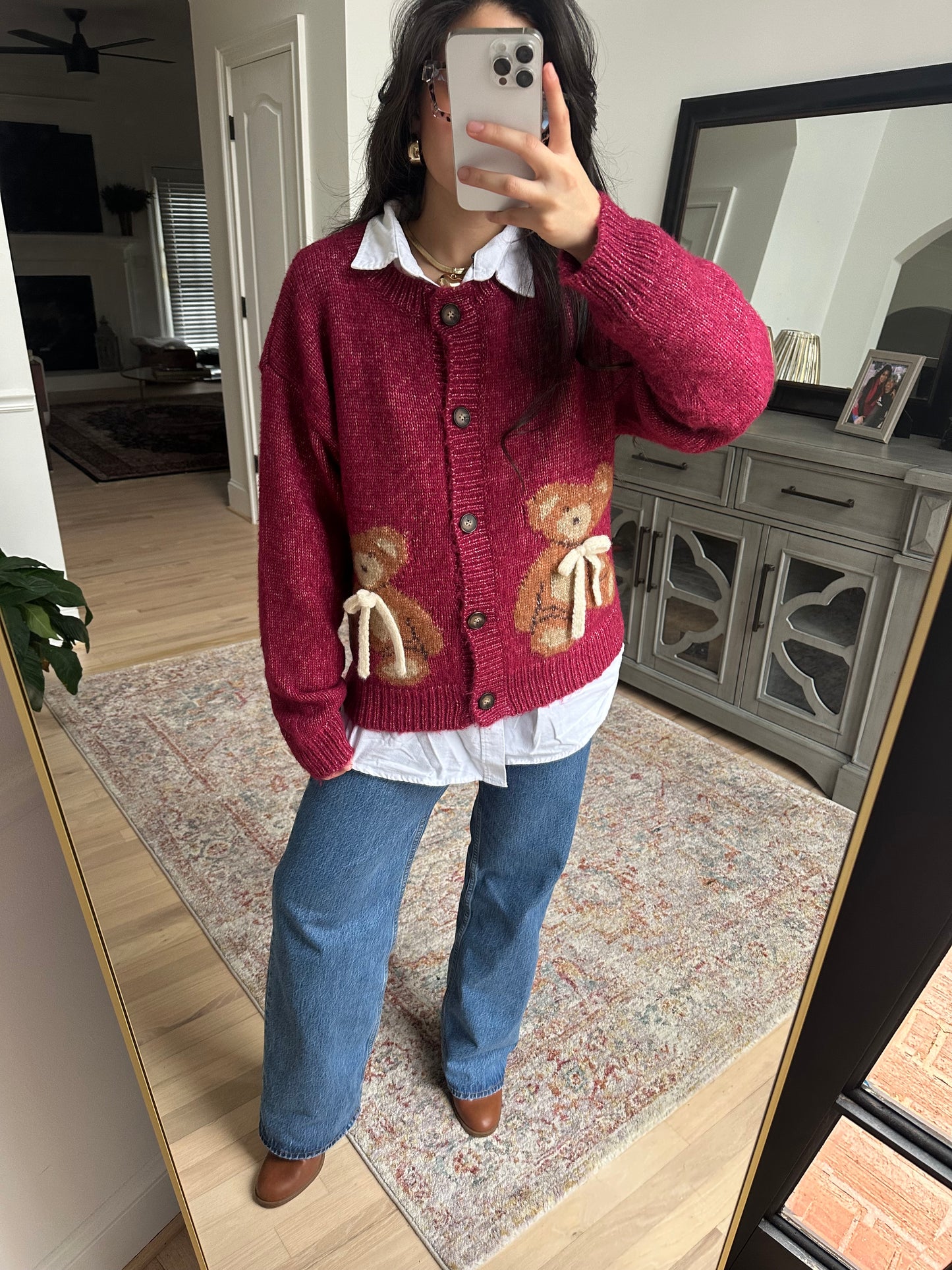 Burgundy Teddy Cardigan