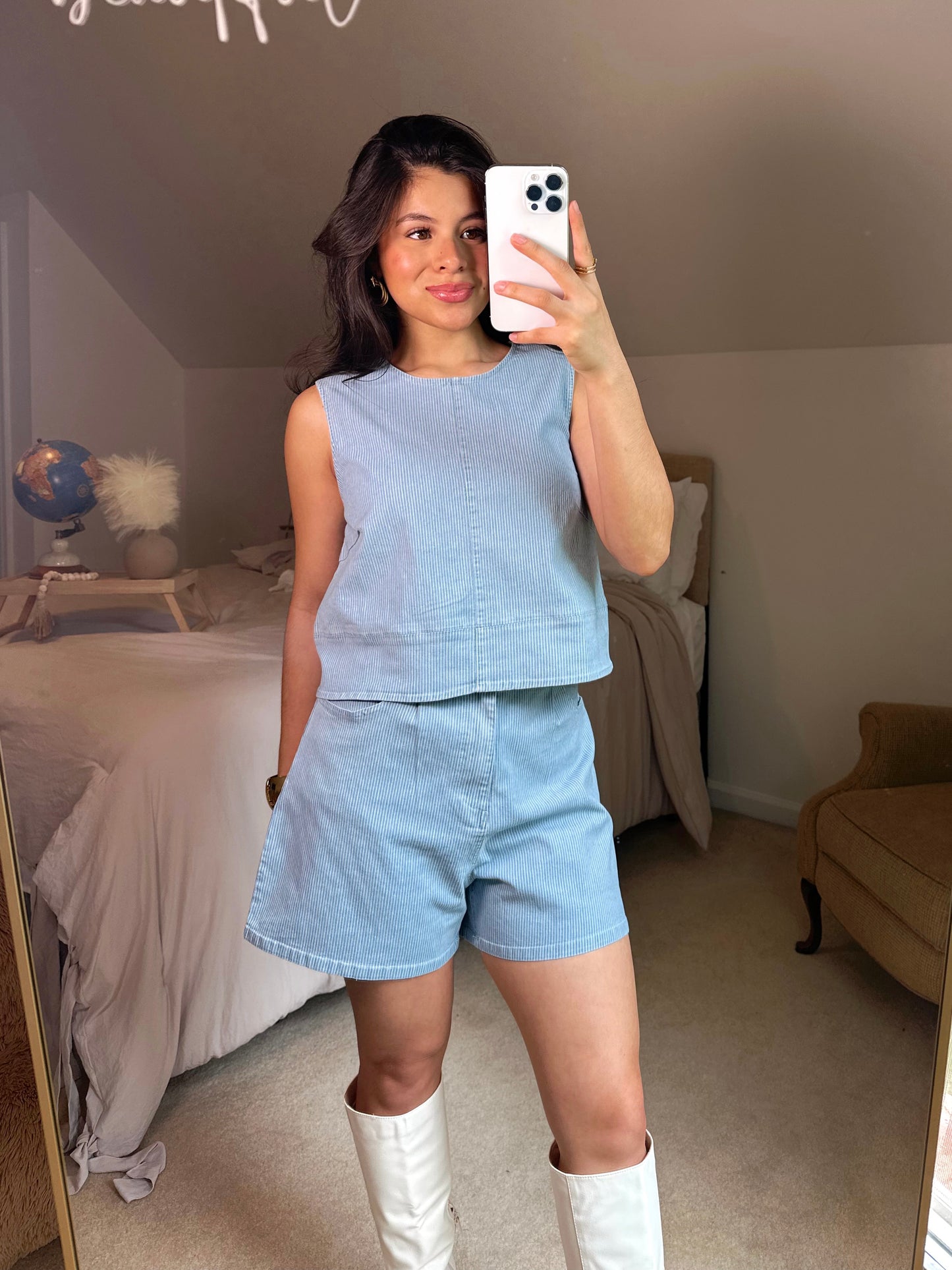 Denim Pinstripe Set