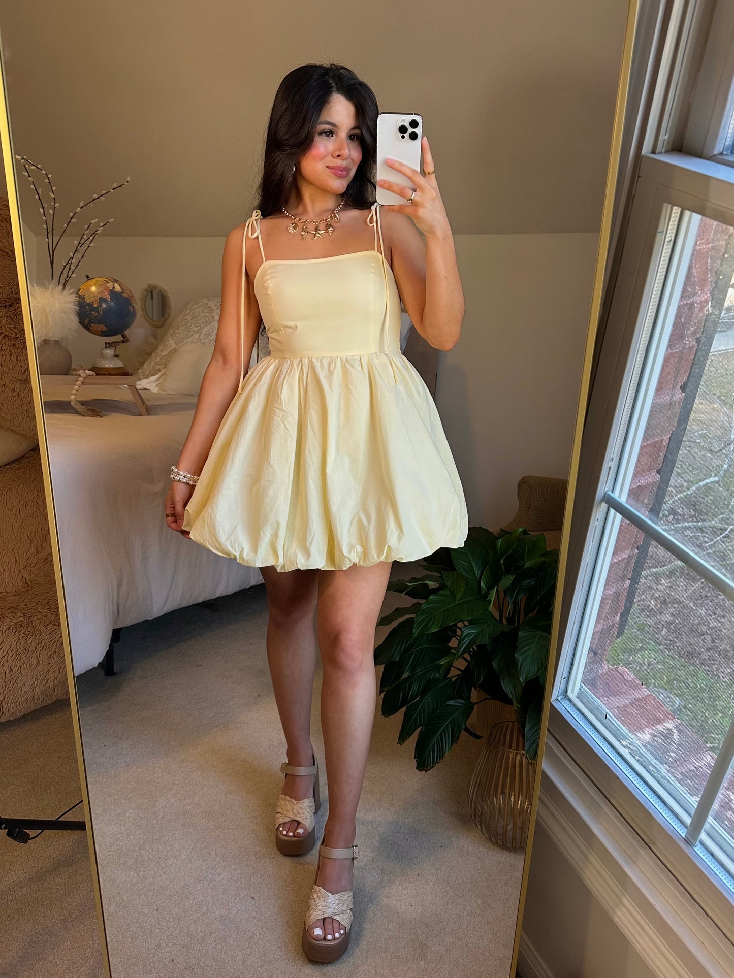 Pastel Yellow Bubble Mini Dress
