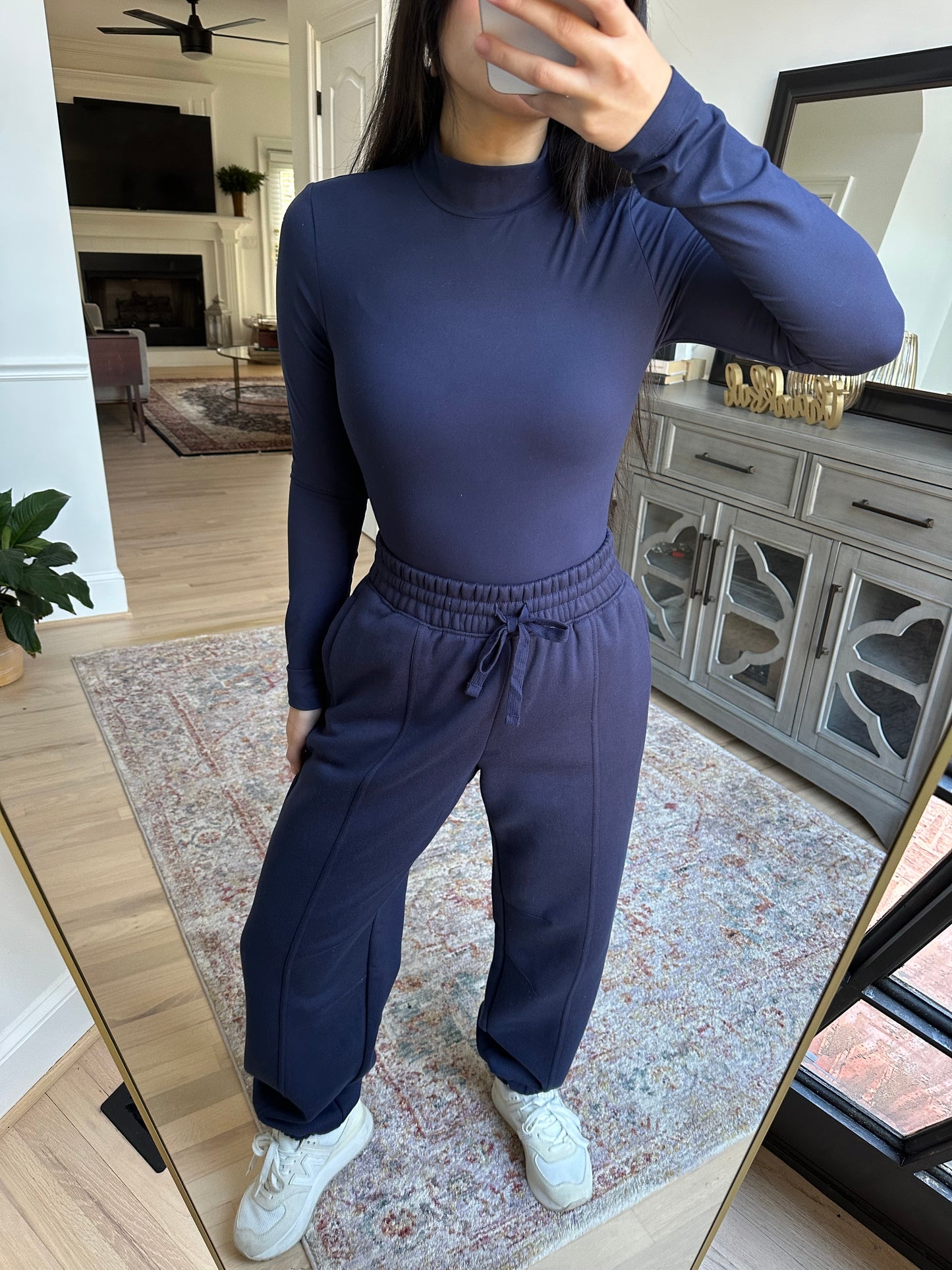 Navy Bodysuit & Jogger Pants Set