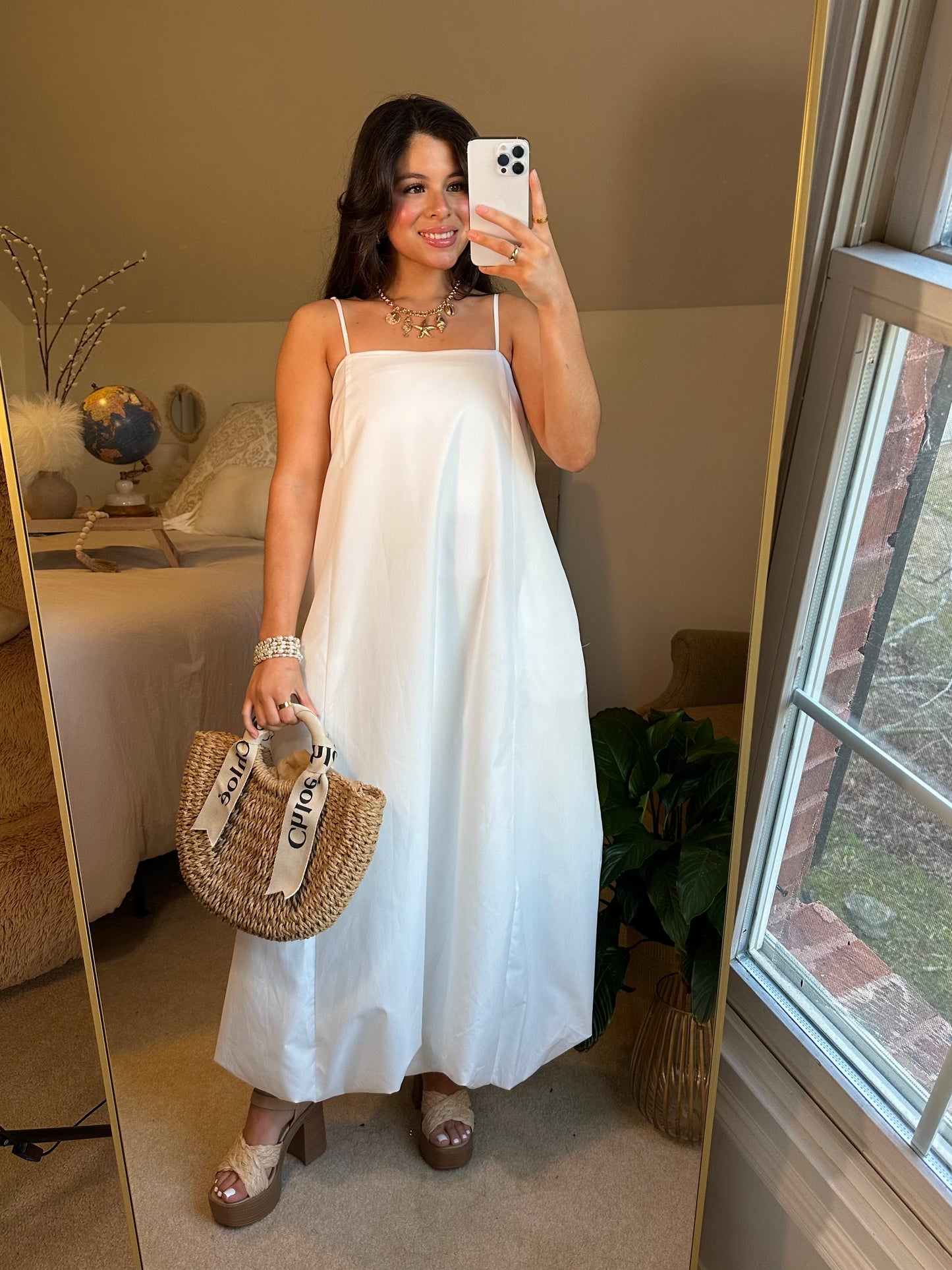 White Bubble Maxi Dress