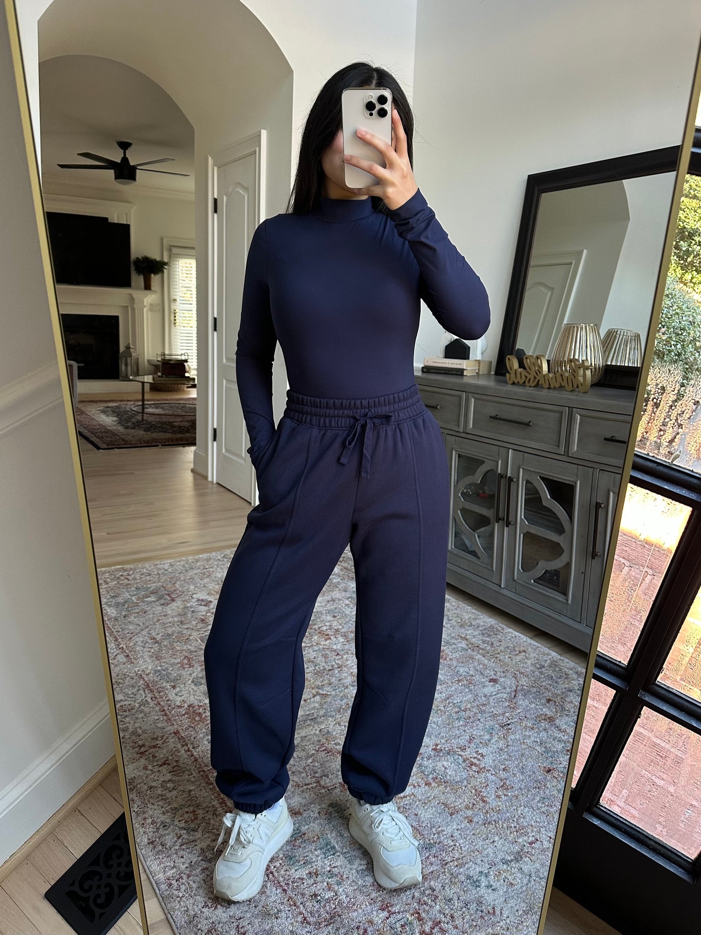Navy Bodysuit & Jogger Pants Set