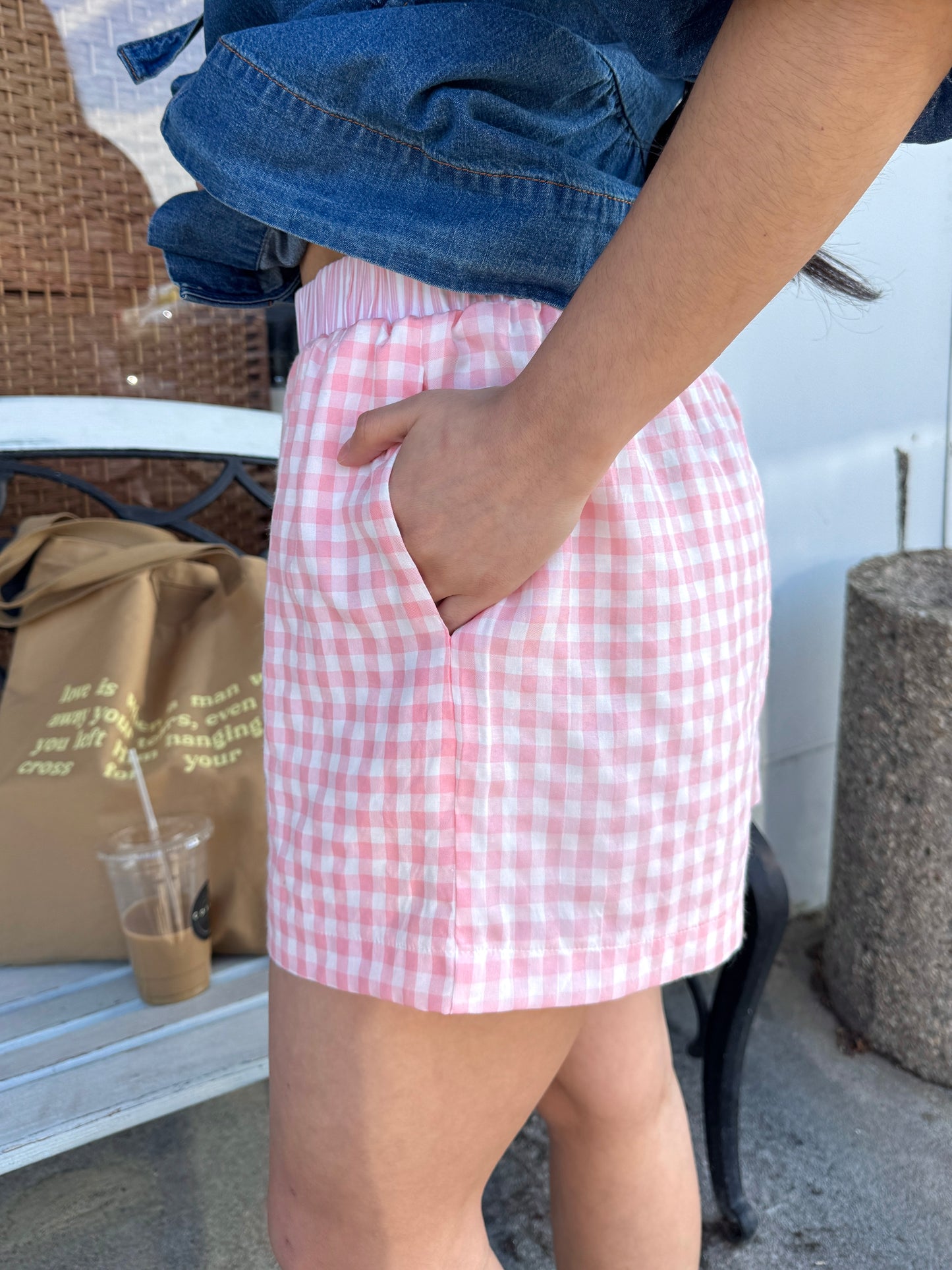 Baby Pink Checkered Boxer Shorts