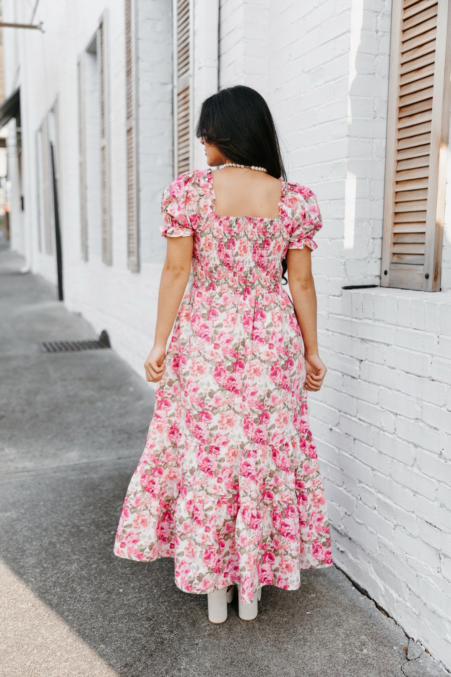 Pink Florals Sweetheart Maxi Dress