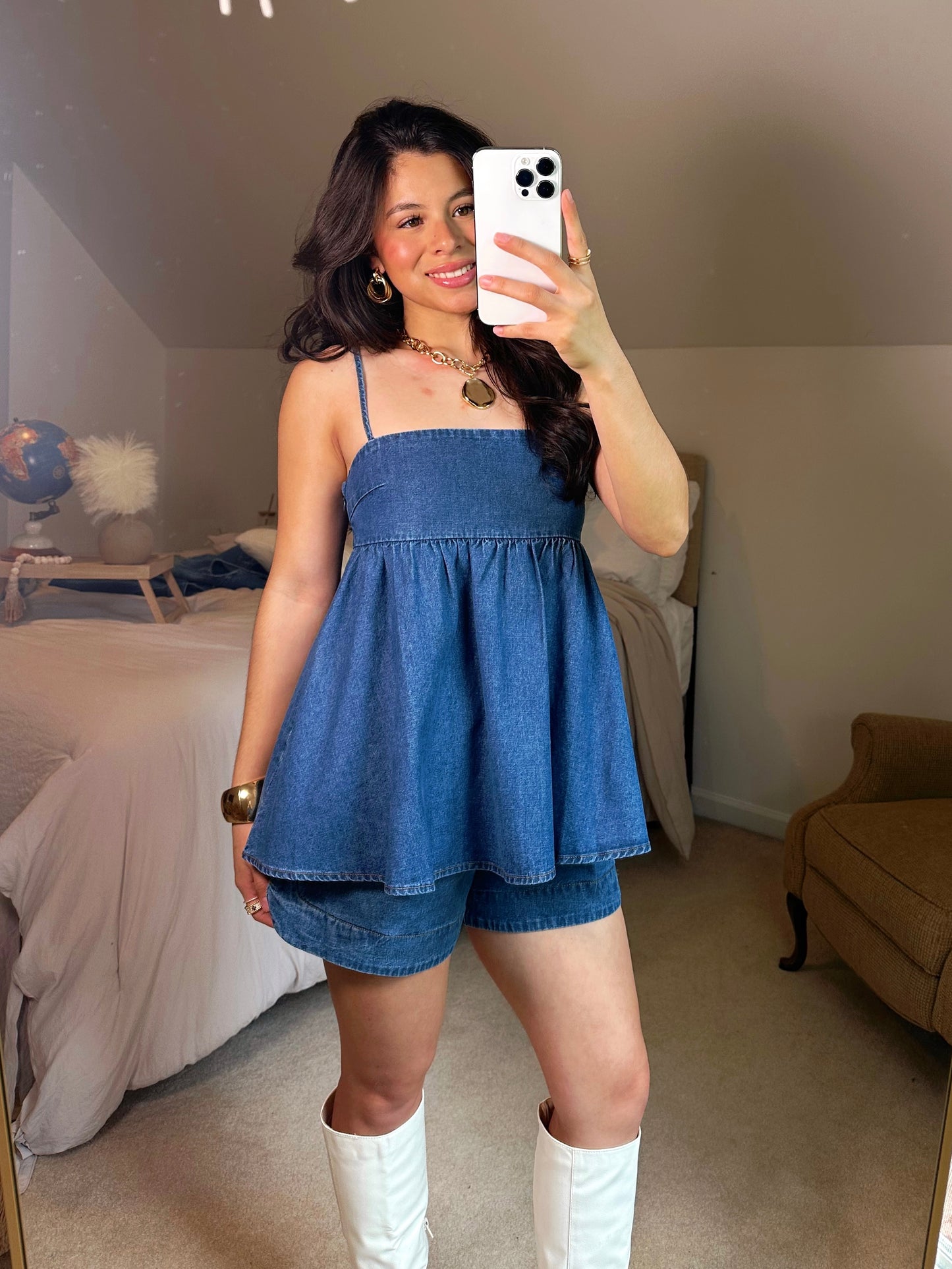 Denim Boxer Style Shorts