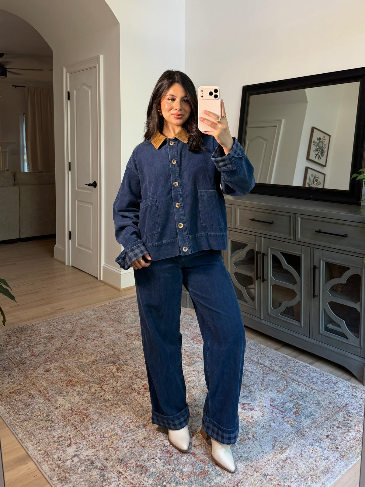 Bailey Corduroy Blue Plaid Pants