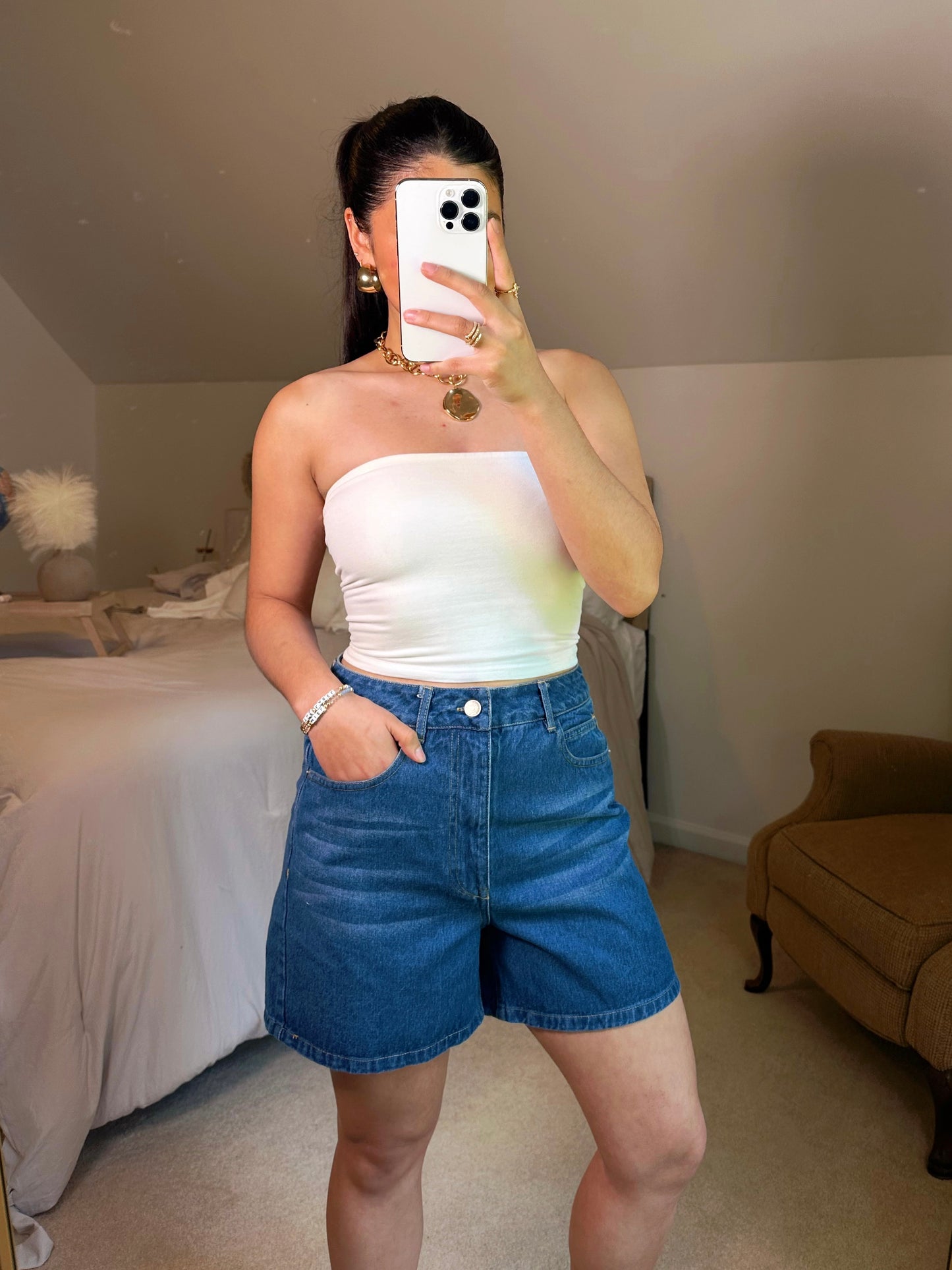 Dark Denim Mom Shorts
