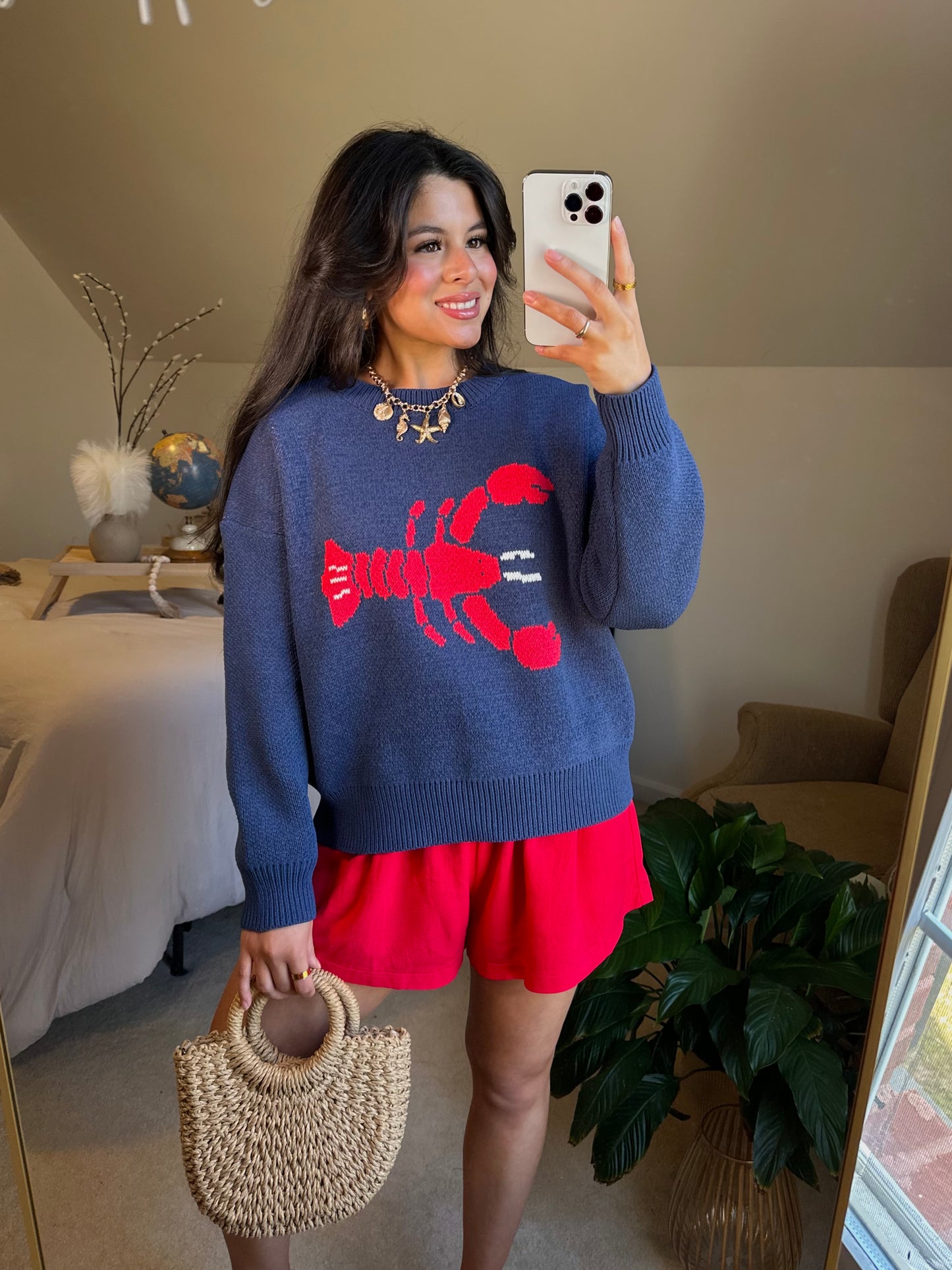 Navy Lobster Soft Knit Sweater