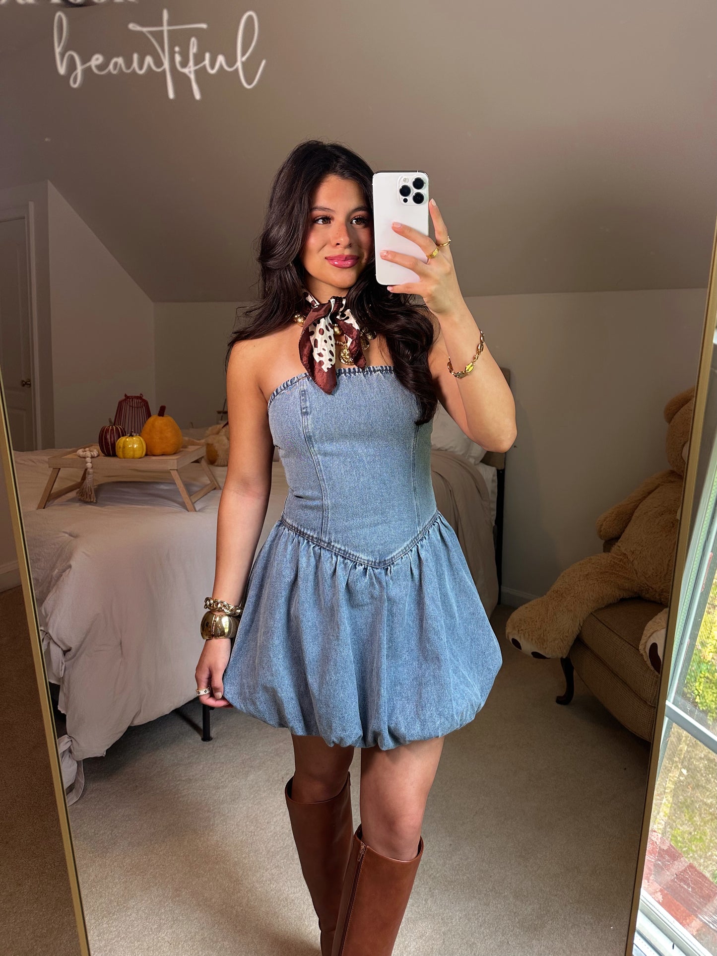 Denim Mini Bubble Dress
