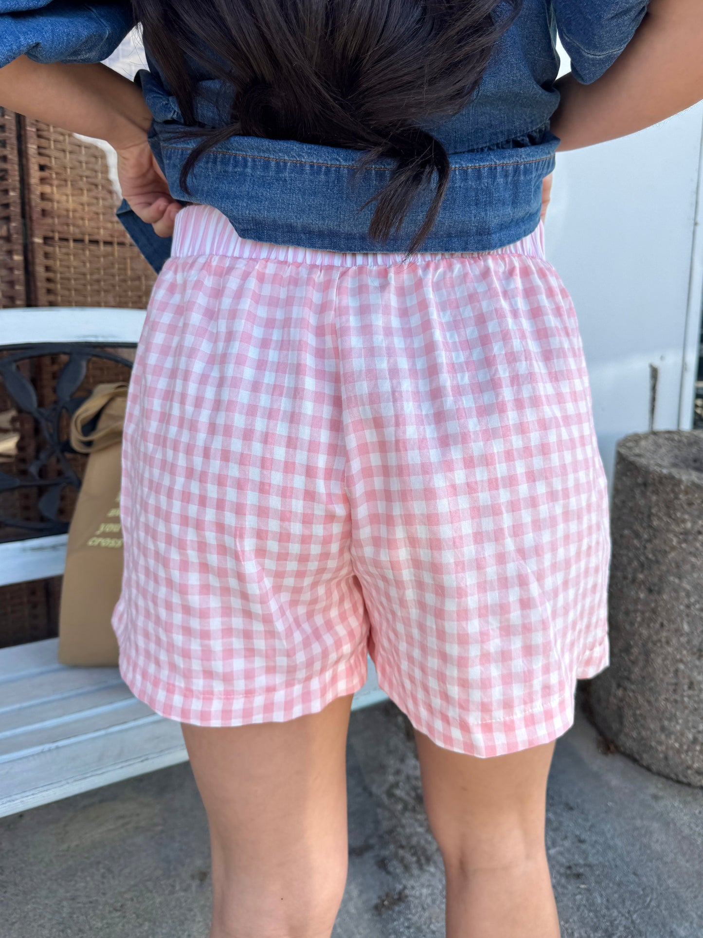 Baby Pink Checkered Boxer Shorts