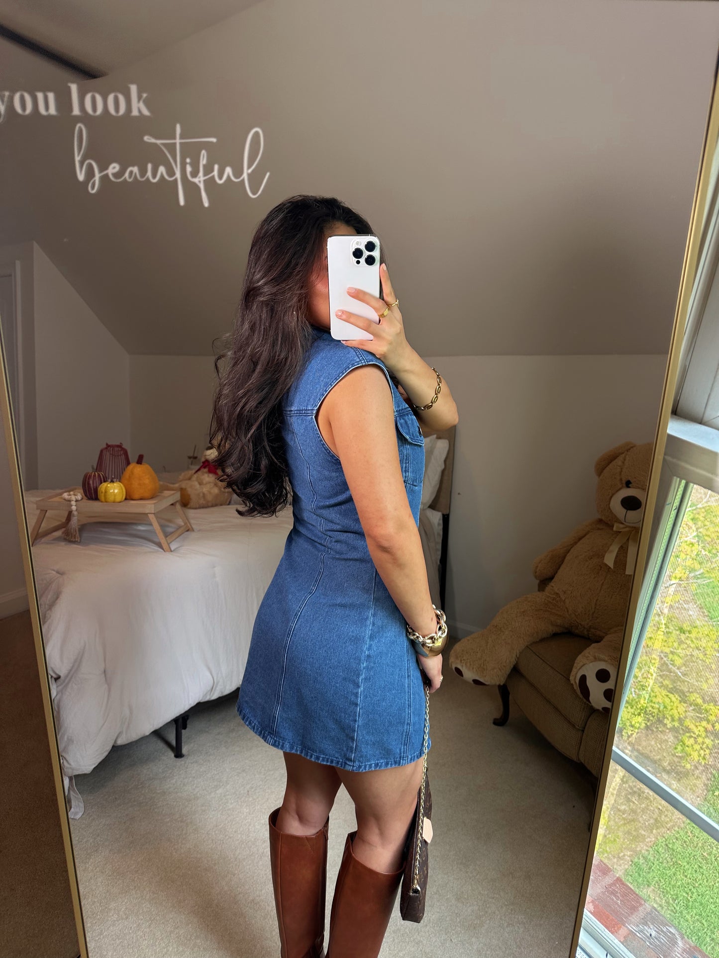 Collared Button-Up Denim Dress