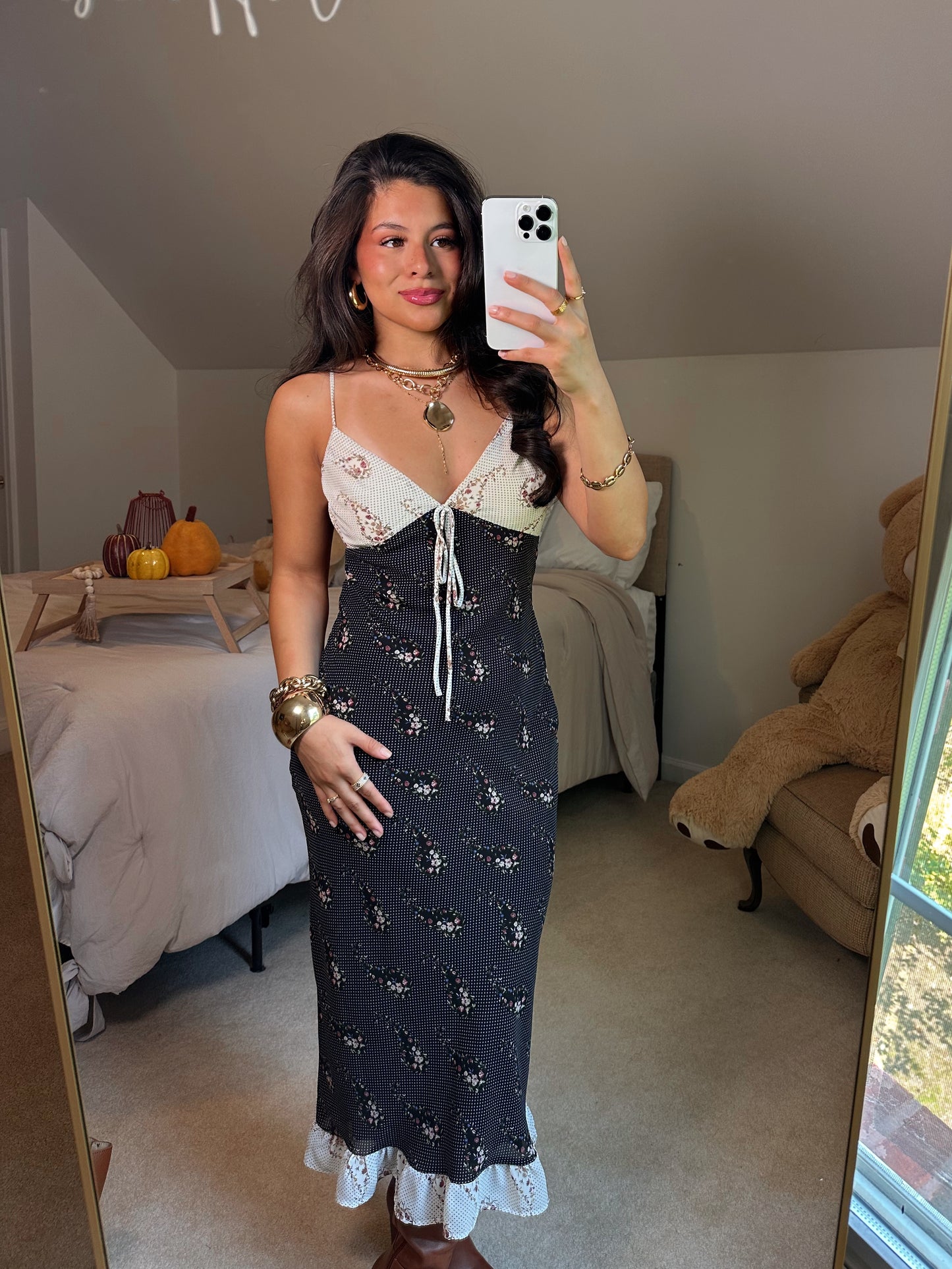 Black & White Paisley Mix Midi Dress