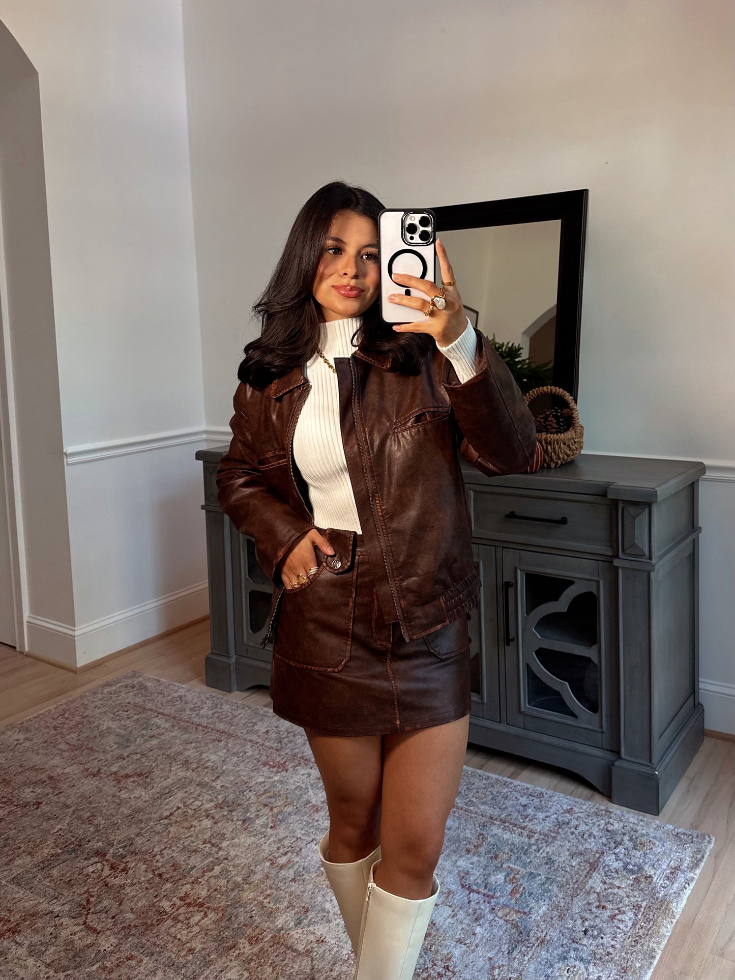 Rustic Brown Pleather Jacket