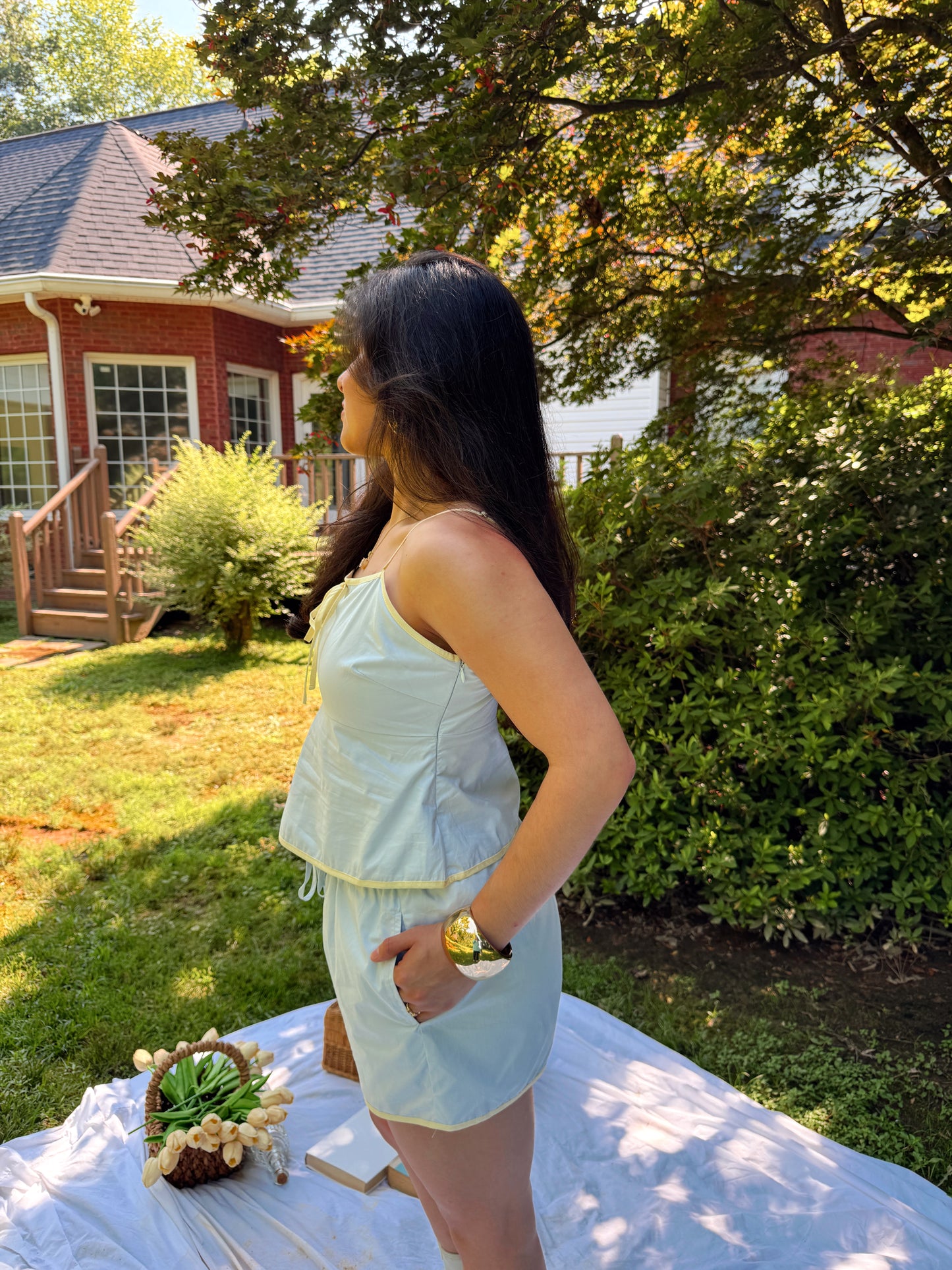 Pastel Blue & Yellow Top and Short Set