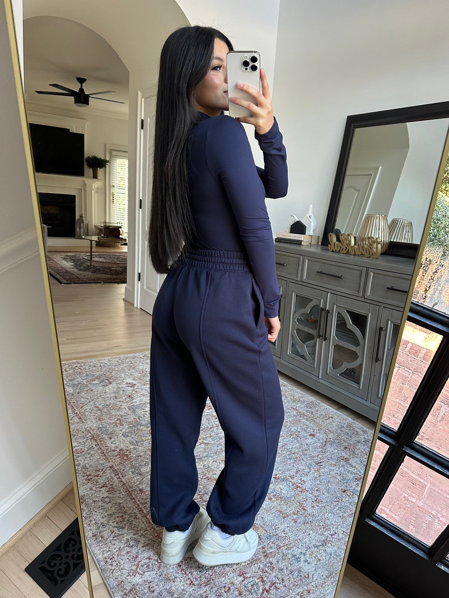 Navy Bodysuit & Jogger Pants Set