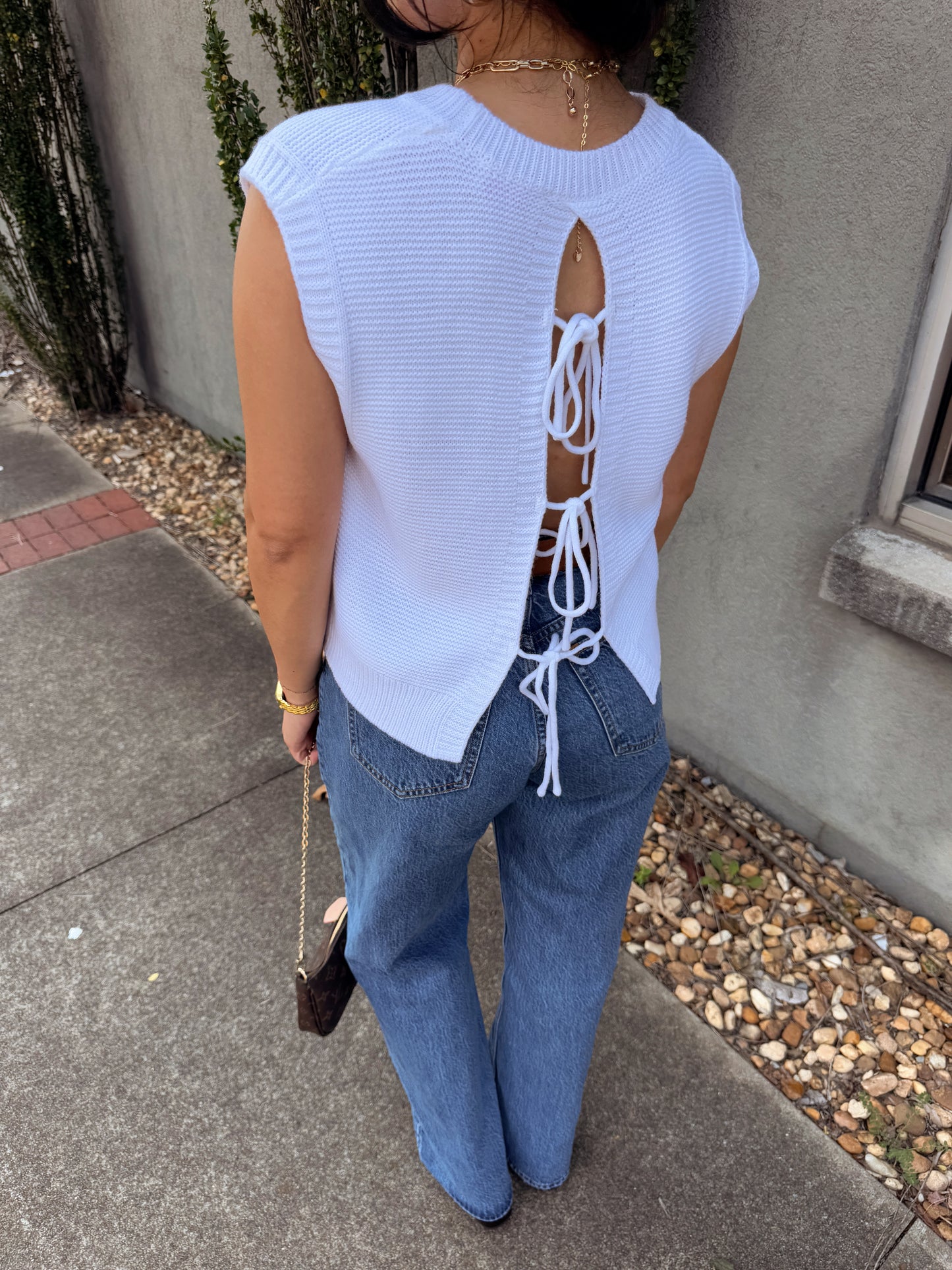 Ivory Open Back Knit Top