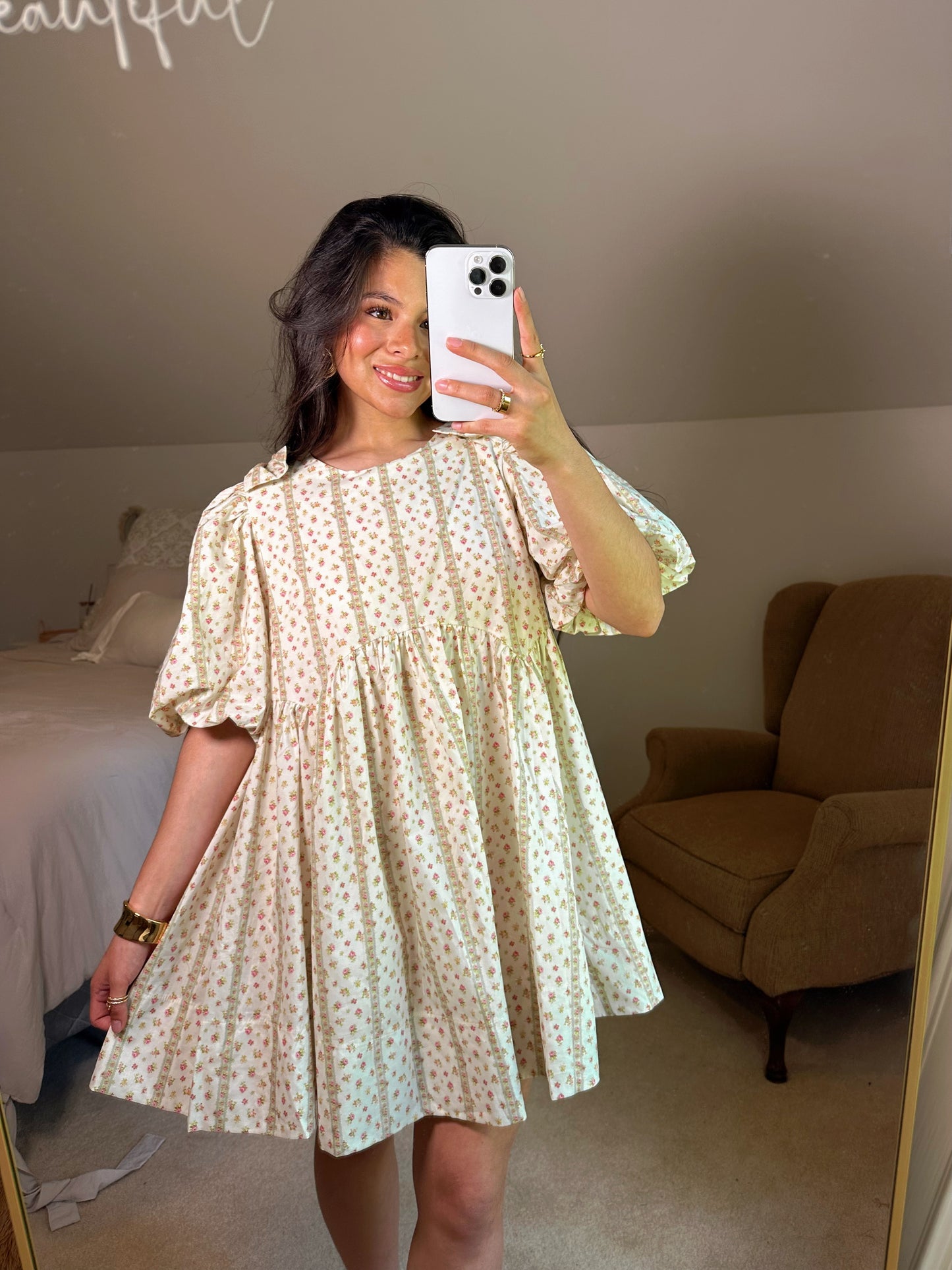 Ditsy Floral Bow Babydoll Dress