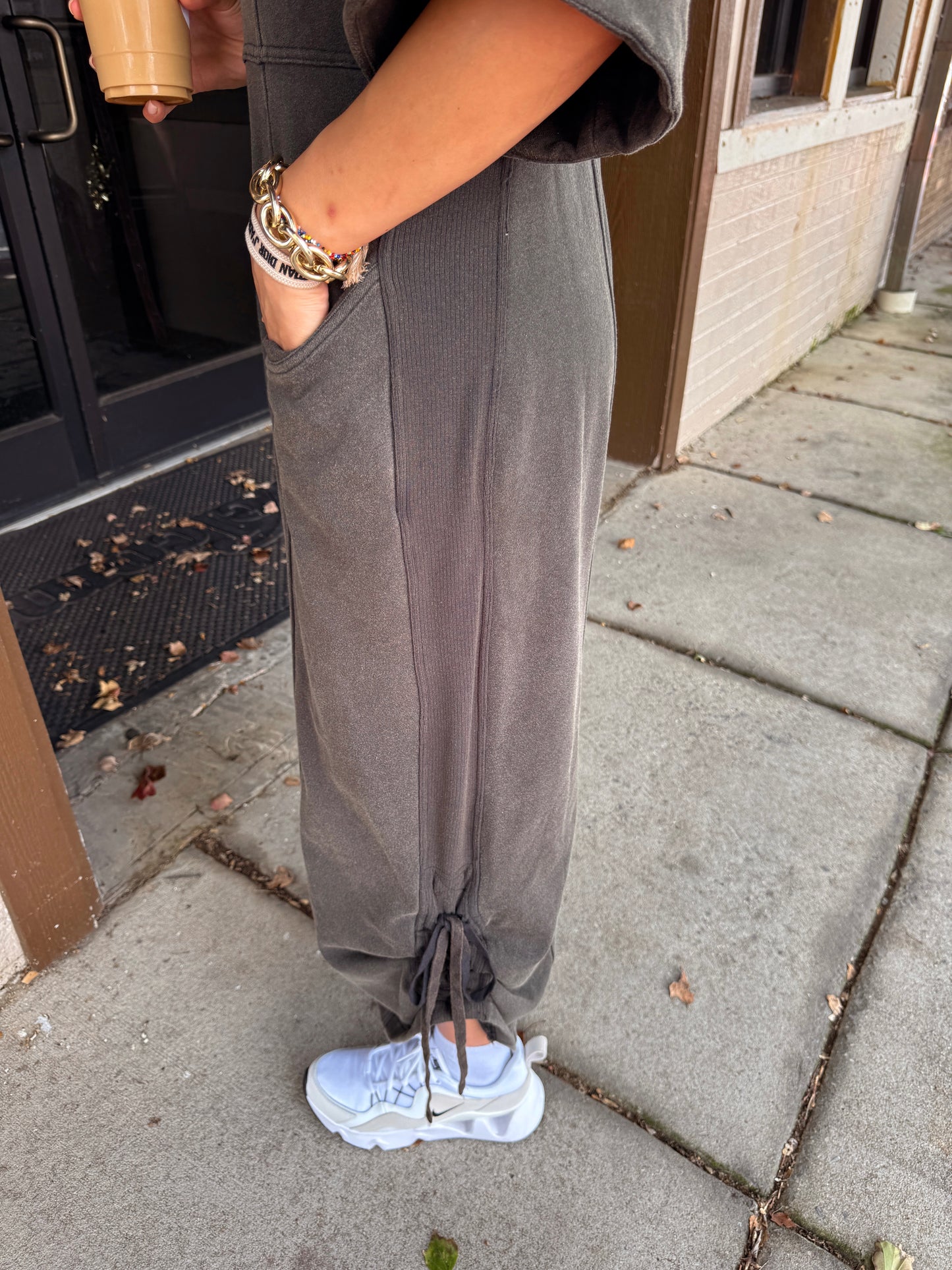Coffee Run Charcoal Jumpsuit