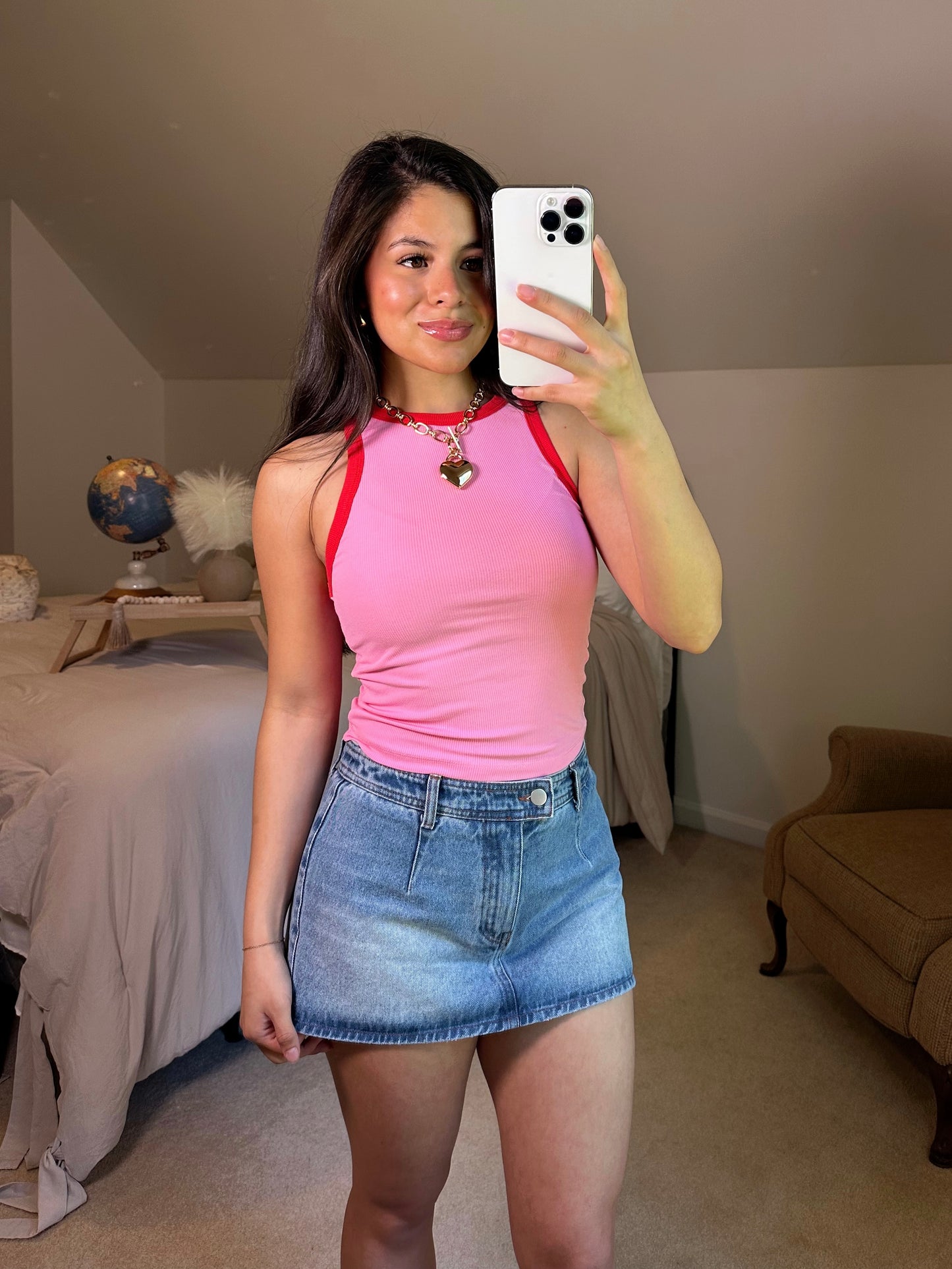 Cherry Cola Ribbed Contrast Tank
