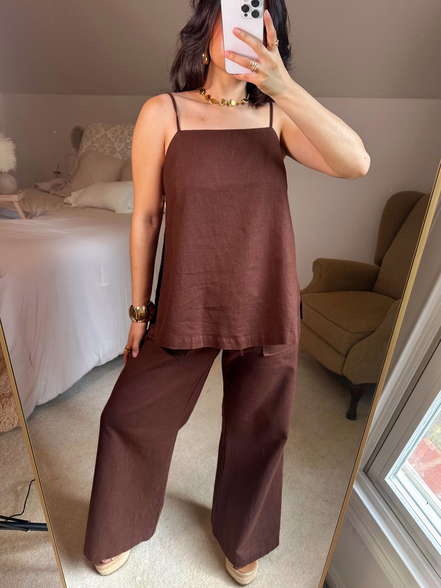 Coconut Brown Open Side Top & Pant Set
