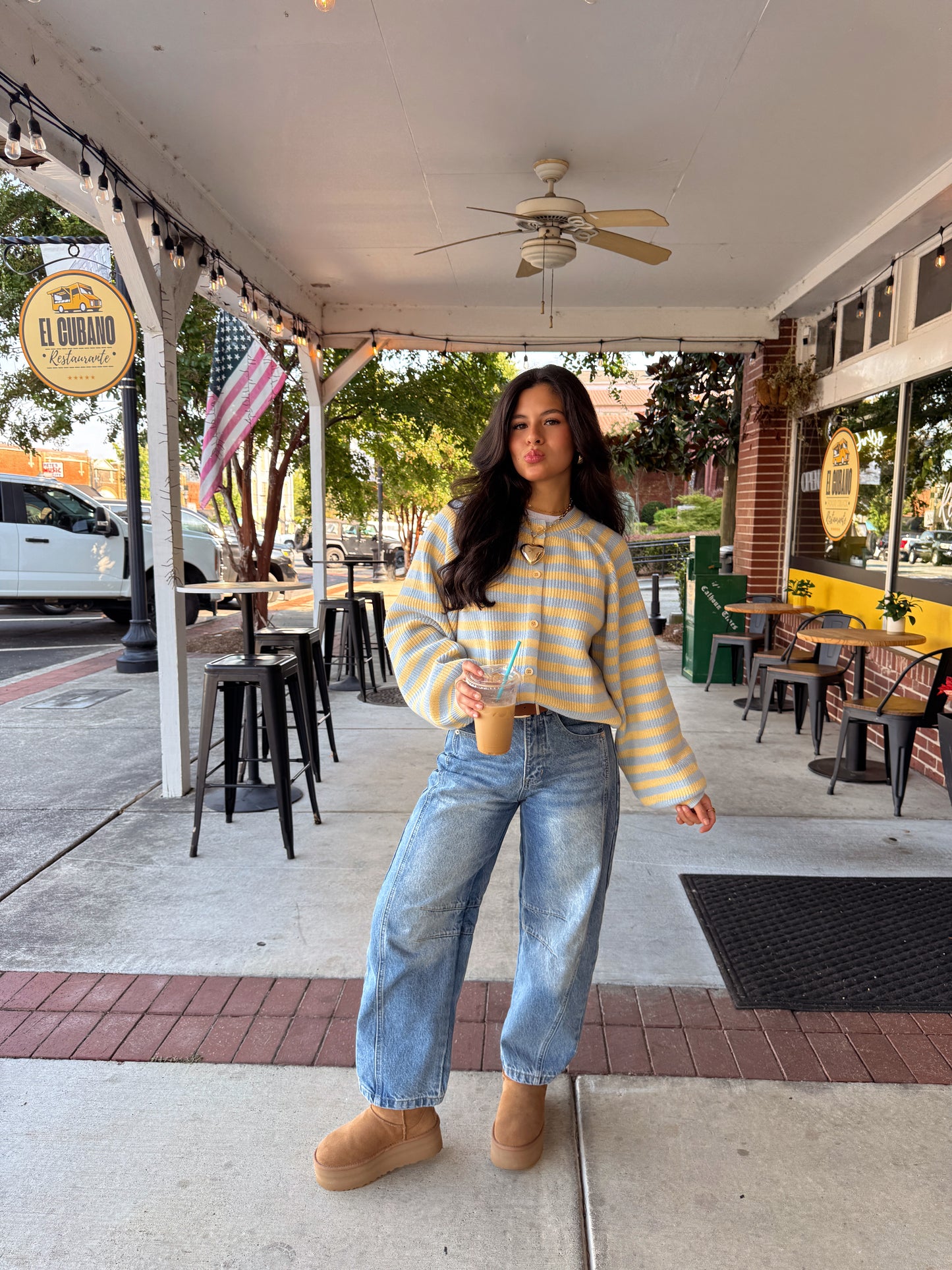 Butter Blue Striped Button Up Cardigan