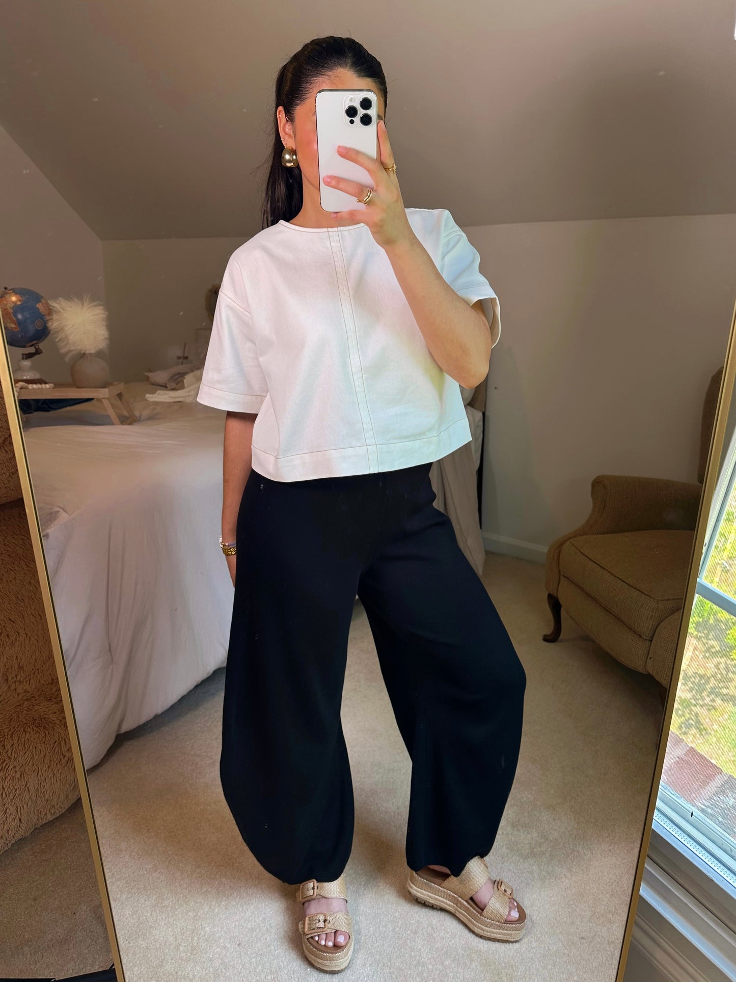 Black Knit Baggy Barrel Pants