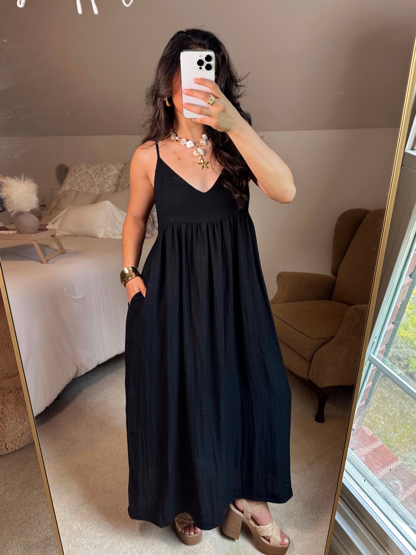 Black Flowy Maxi Dress